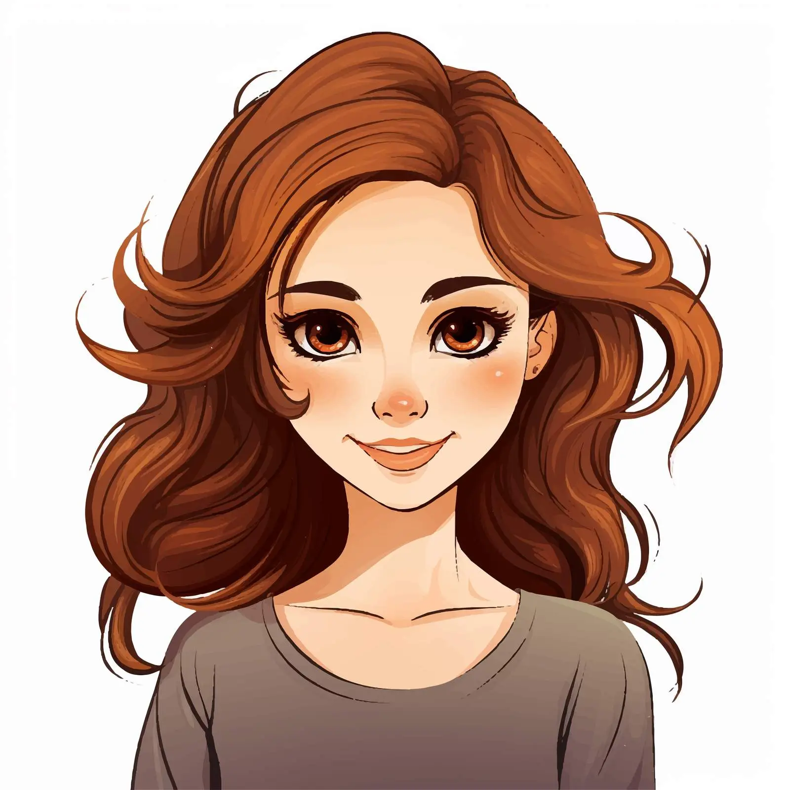 Brown Haired Cartoon Girl Face Illustration Vector — free download from Dotvec