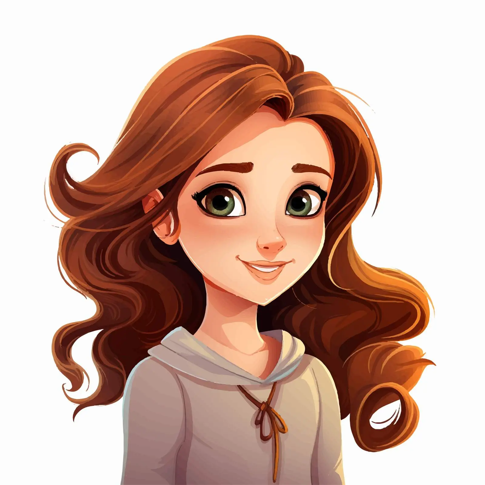Brown Haired Cartoon Girl Face Illustration — free download from Dotvec