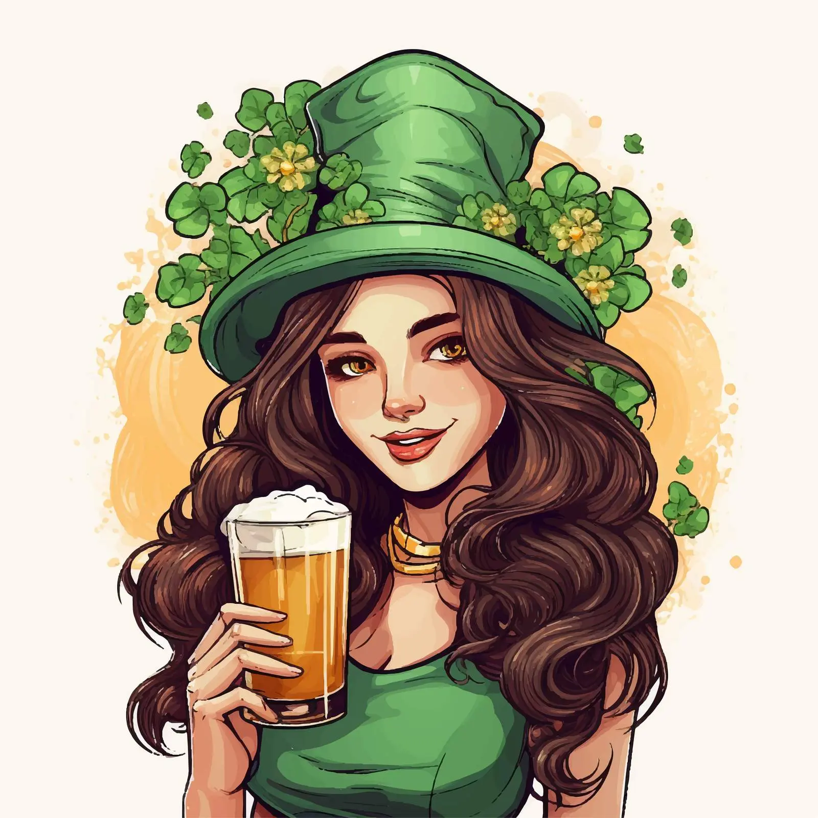 Happy Saint Patricks Day Girl with Clover — free download from Dotvec