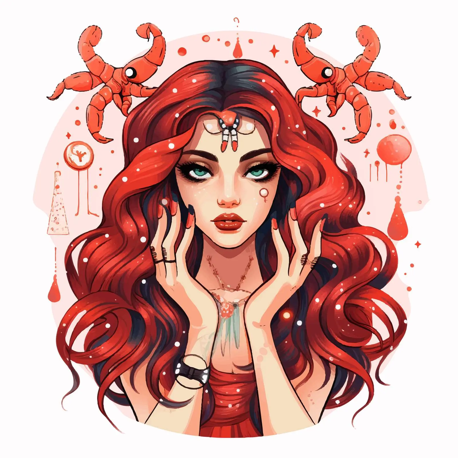 Scorpio Zodiac Girl with Long Nails and Makeup — free download from Dotvec