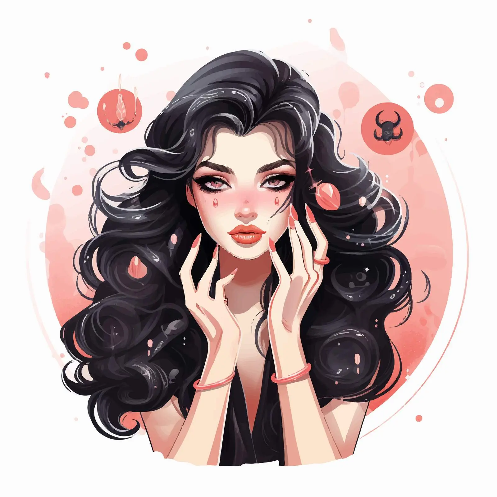 Scorpio Zodiac Fashion Girl with Long Nails — free download from Dotvec