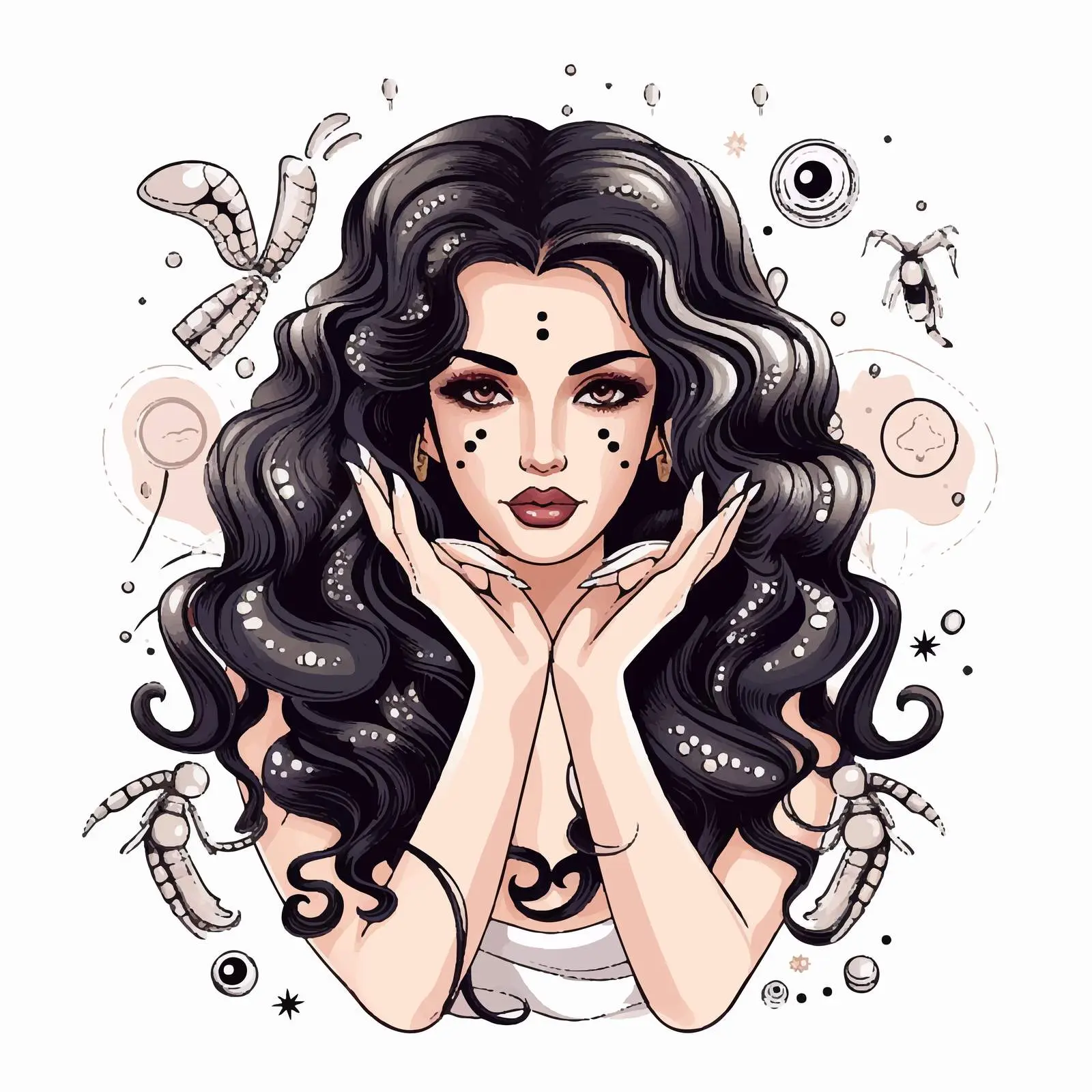 Scorpio Fashion Vectors with Long Nails and Makeup — free download from Dotvec