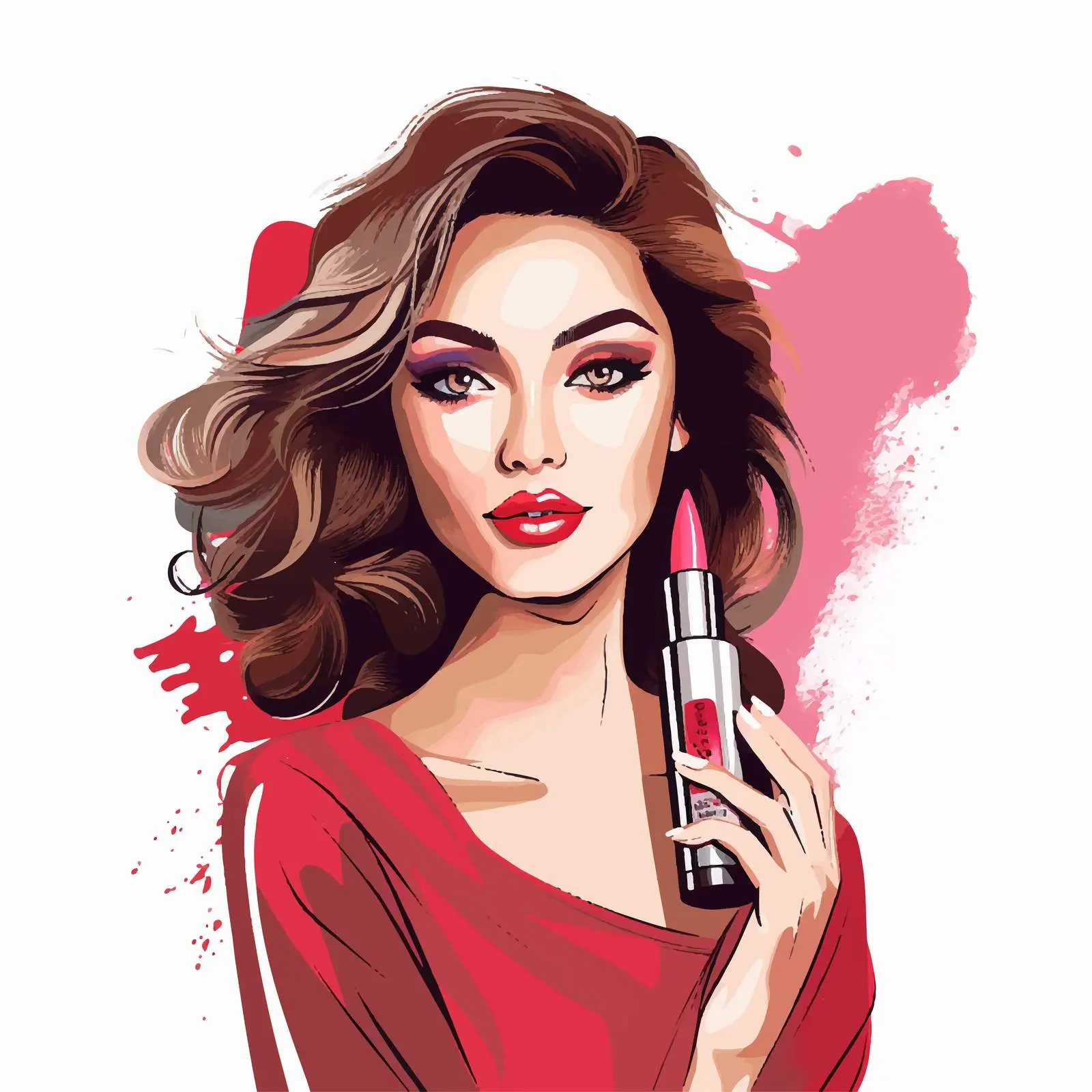 Woman Holding Lip Gloss with Makeup Inspiration — free download from Dotvec