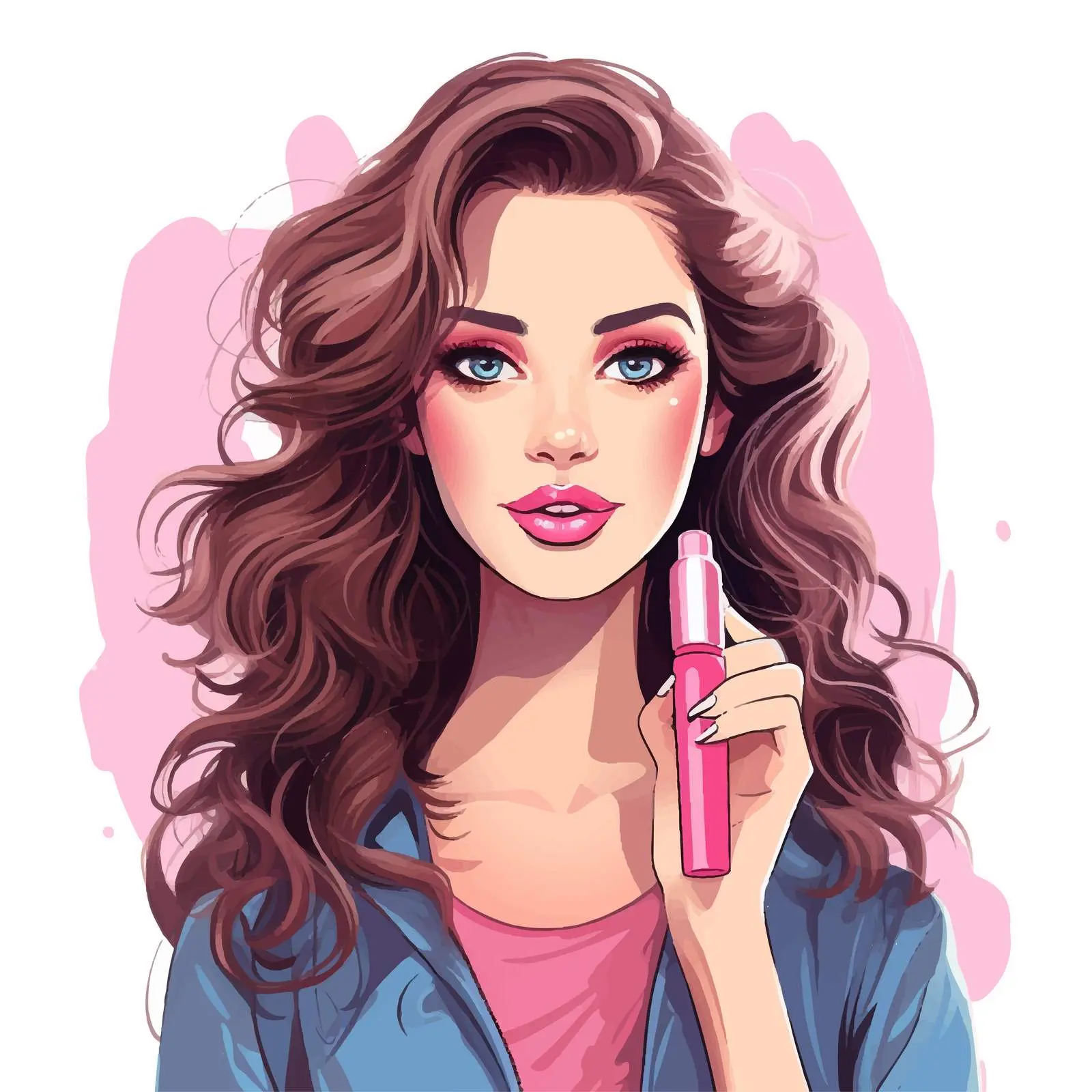 Girl with Makeup Holding Lip Gloss — free download from Dotvec