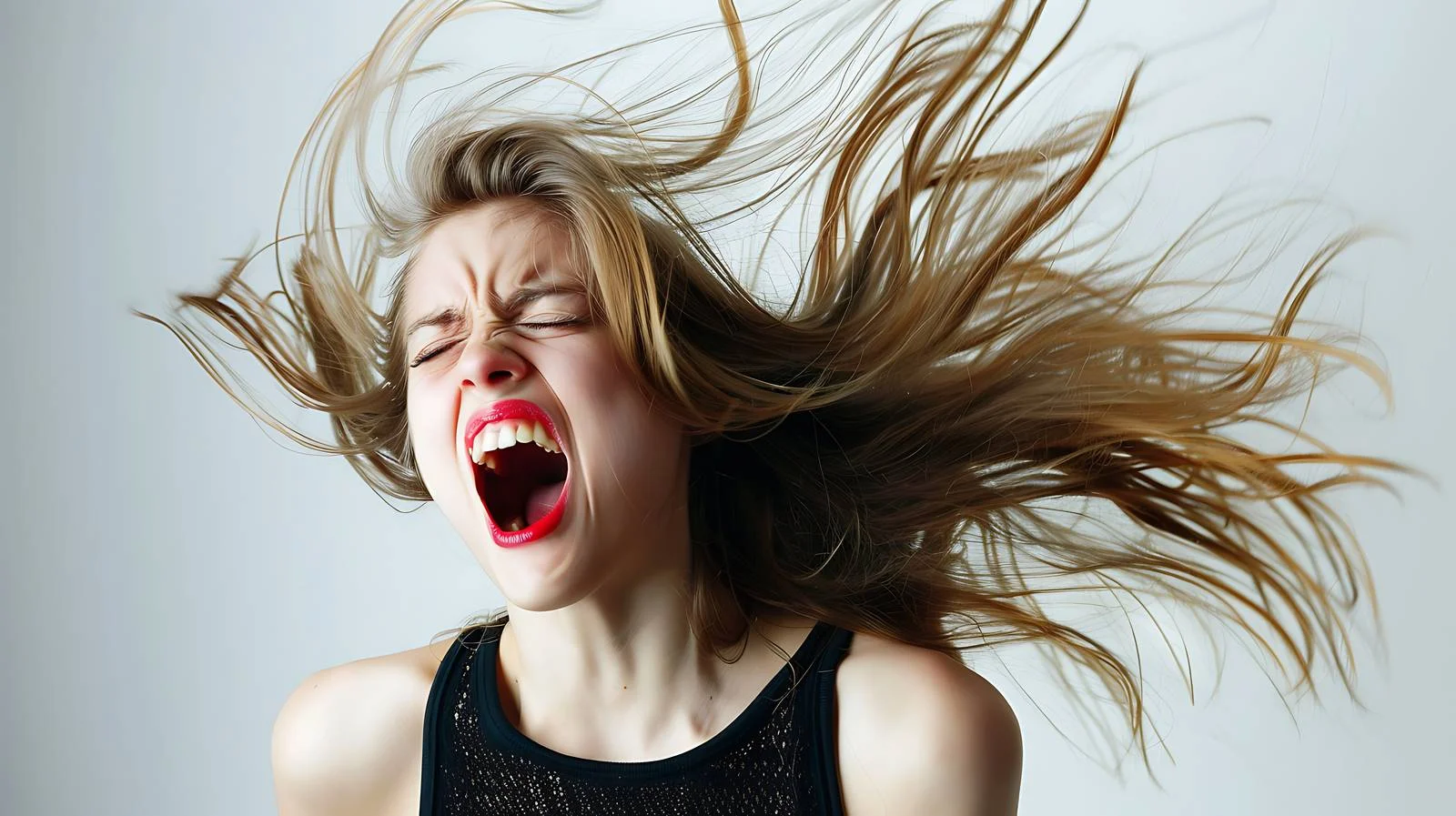 Expressive Girl with Windswept Hair Isolated — free download from Dotvec