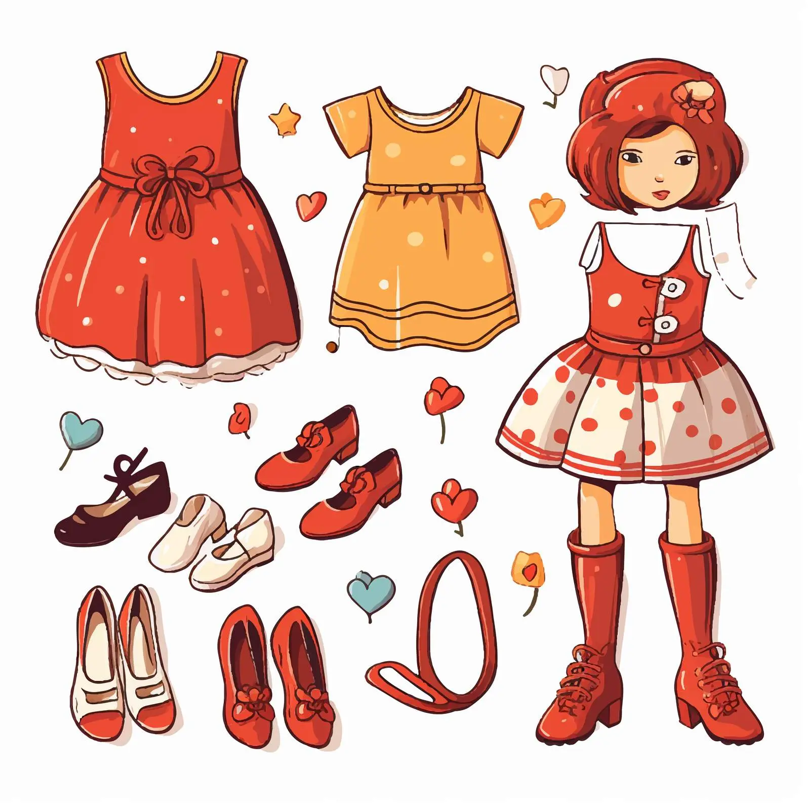 Fashionable Girls Costume with Shoes for Kids — free download from Dotvec