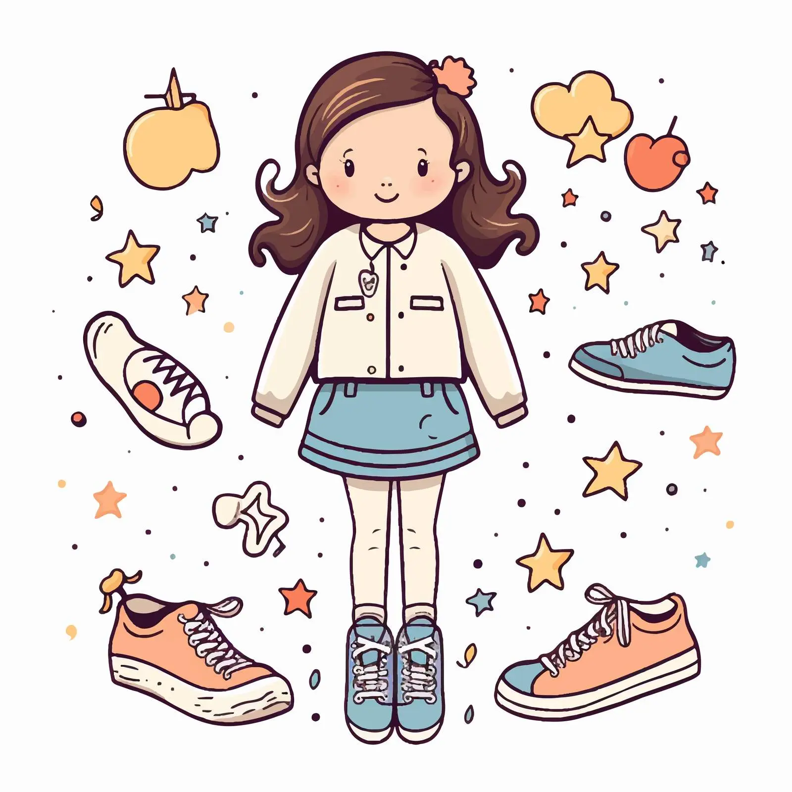 Fashionable Girls Costume with Shoes for Kids – free colorful shoes image from Dotvec