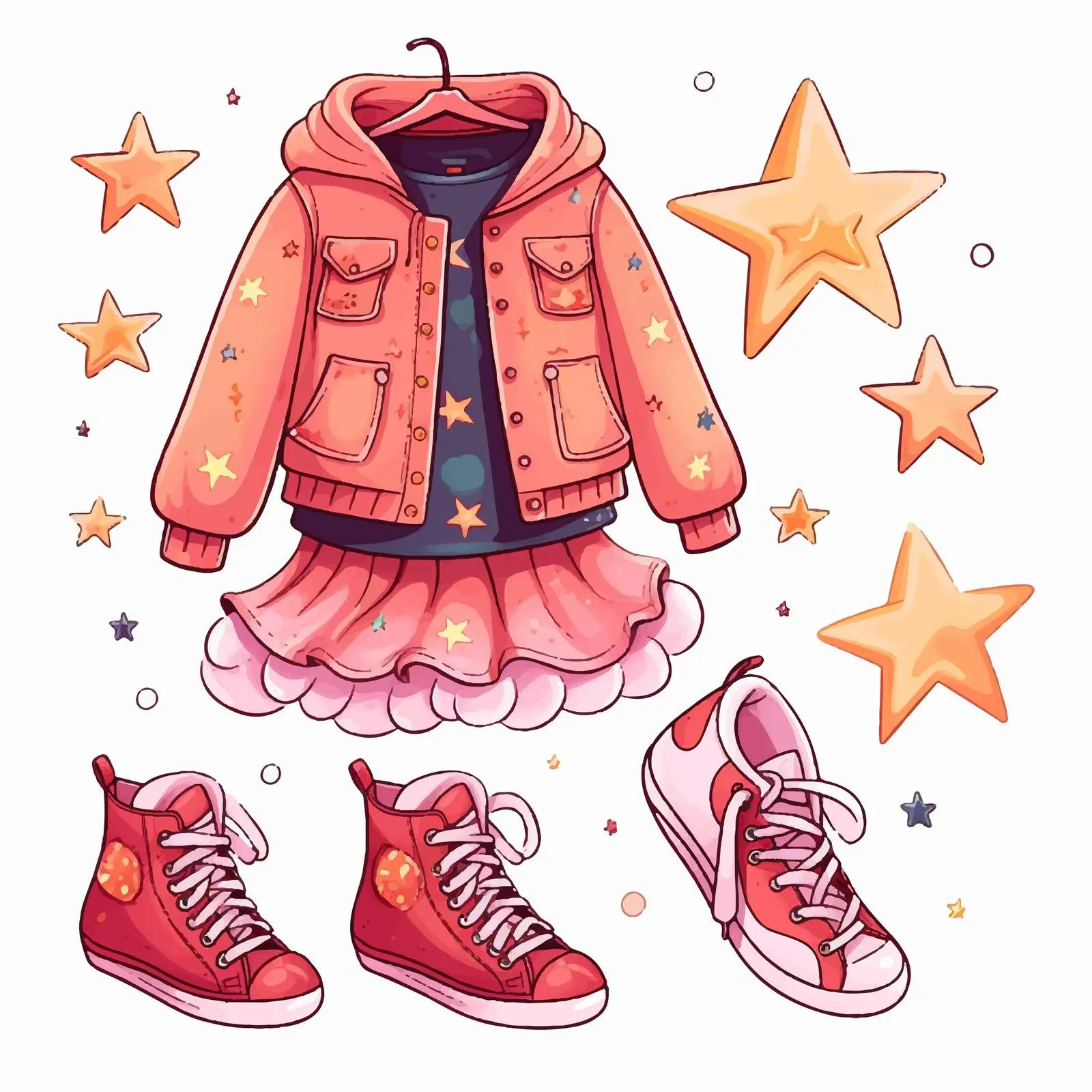 Fashionable Girls Costume with Shoes Vector — free download from Dotvec