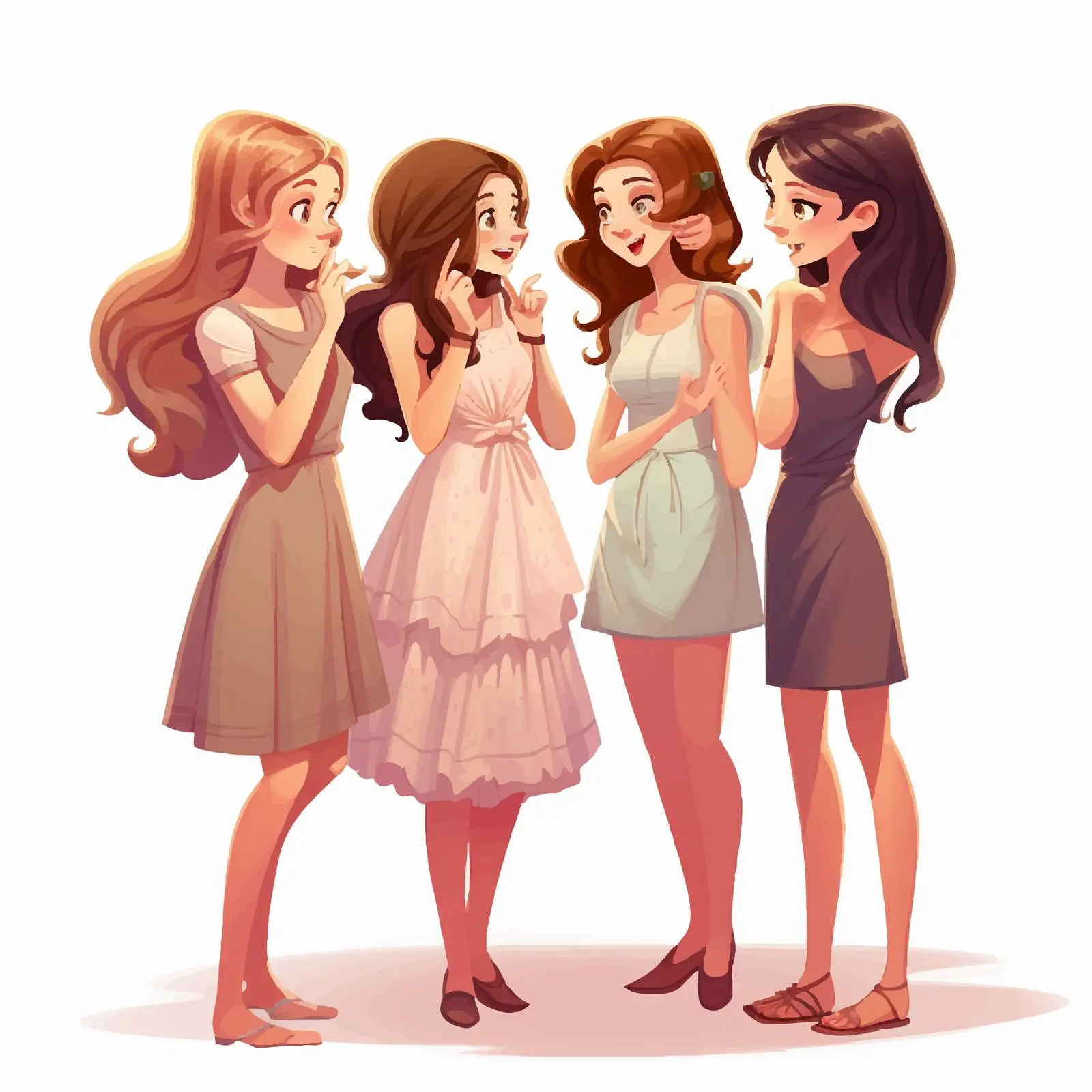 Girls Gossipping Together Illustration Vector Art – free talking image from Dotvec