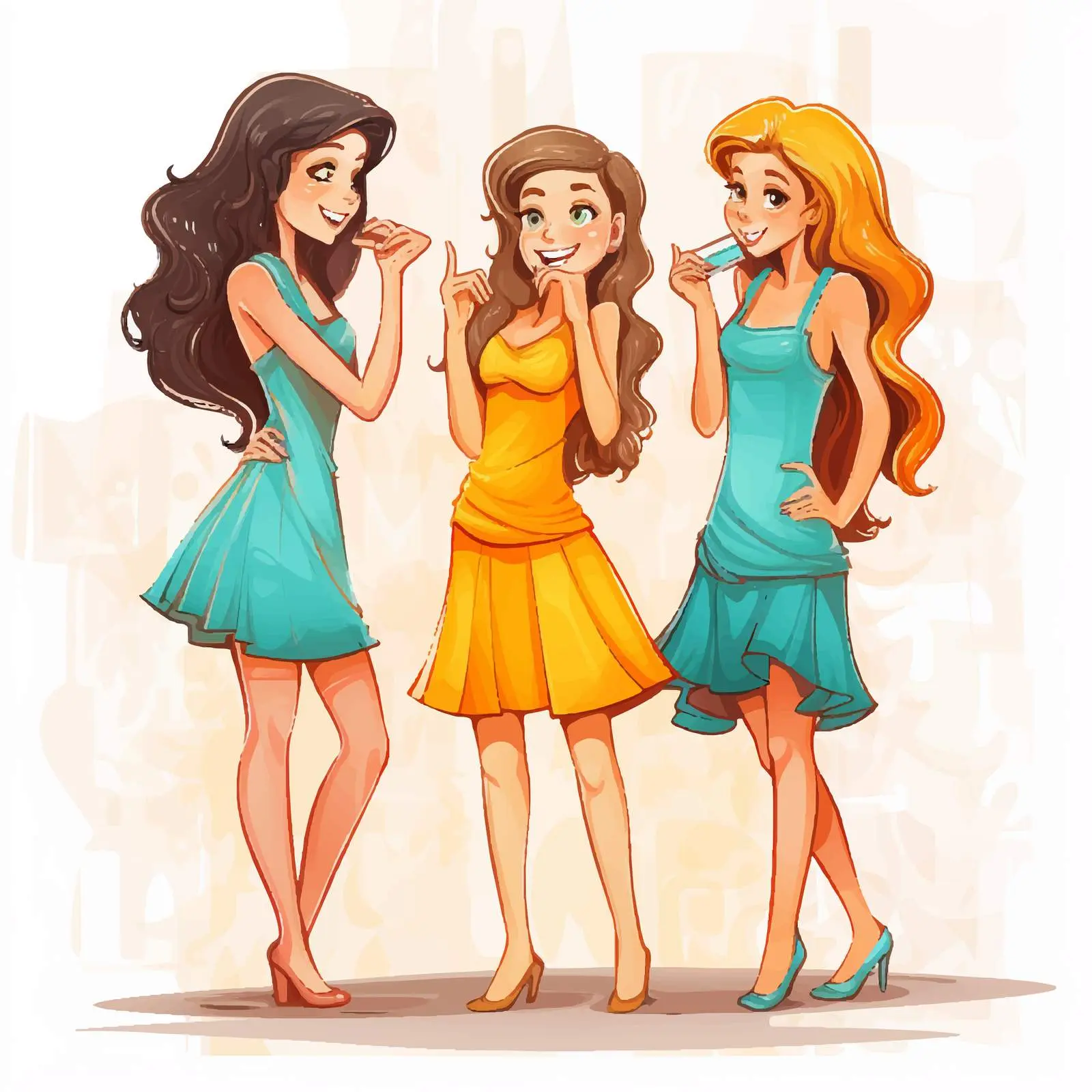 Girls Gossipping Illustration Vector Art – free talking image from Dotvec