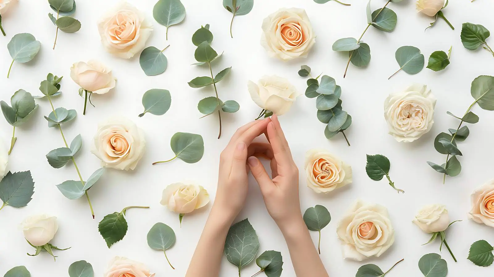 Girls Holding Rose Buds and Flower Patterns — free download from Dotvec
