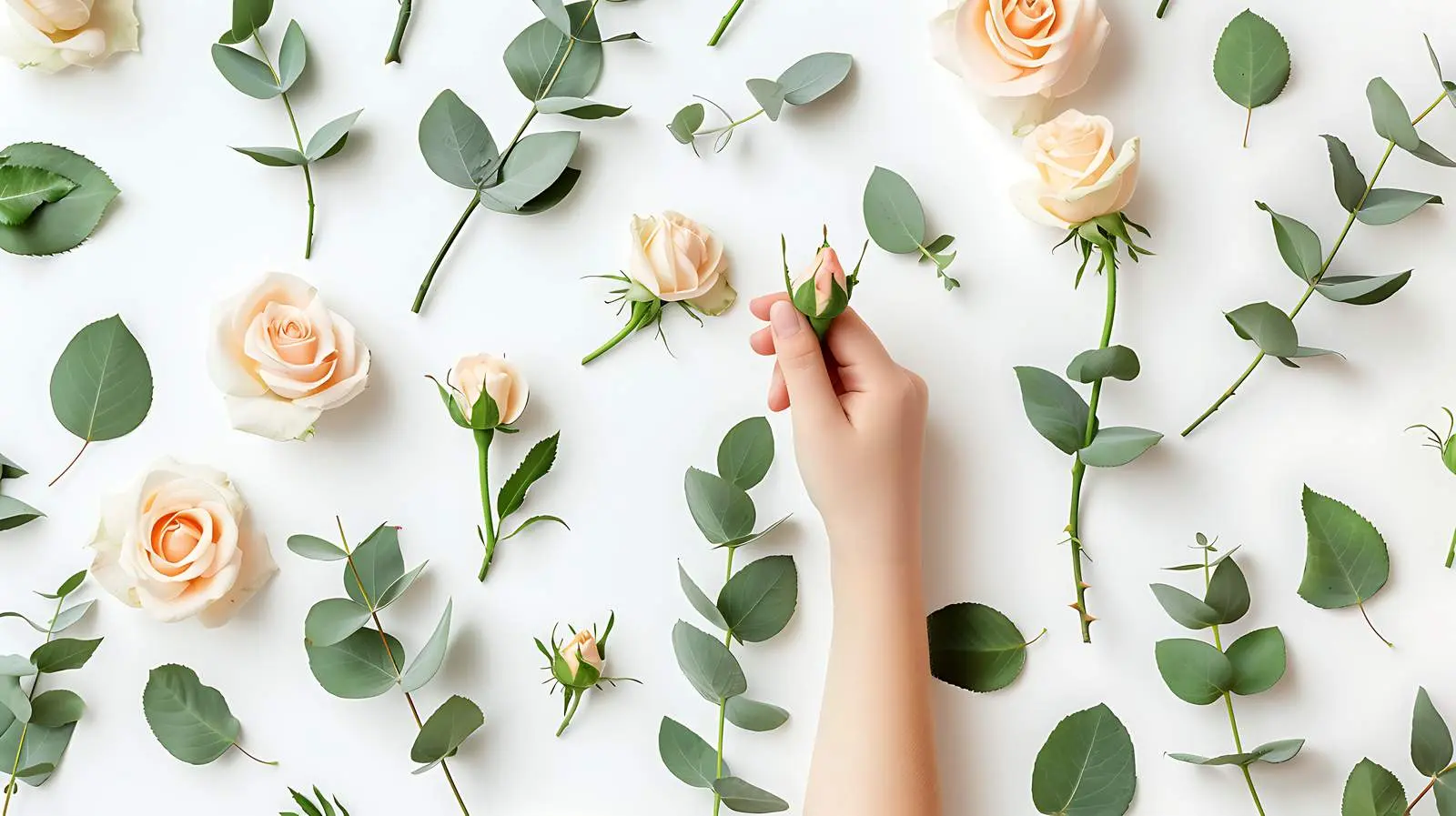 Girls Holding Rose Buds and Floral Pattern — free download from Dotvec