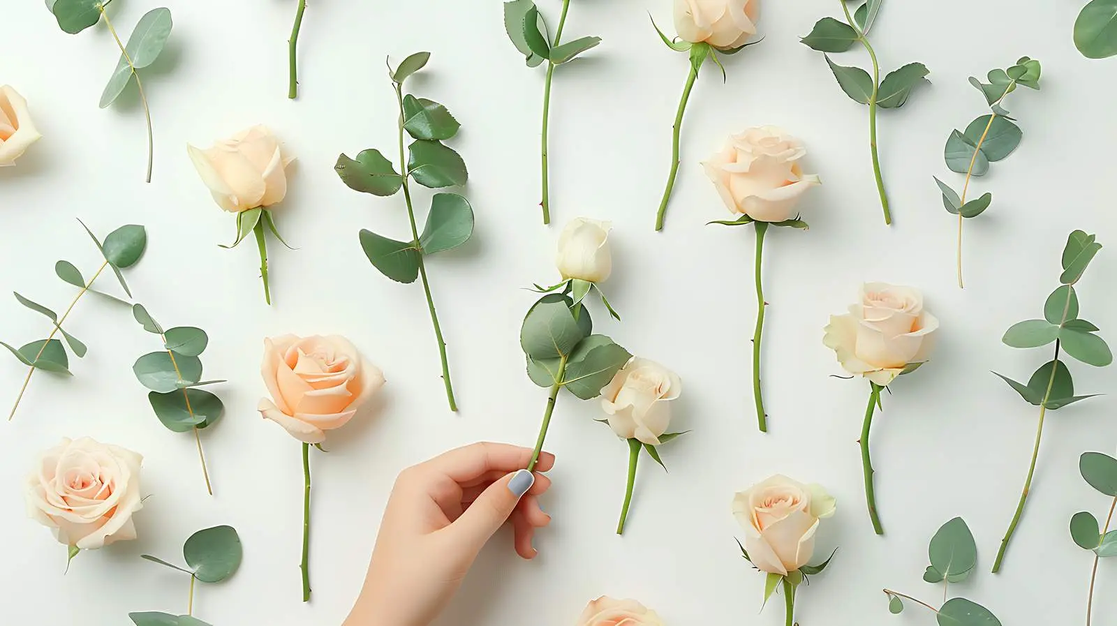 Girls Holding Rose Buds and Floral Patterns — free download from Dotvec