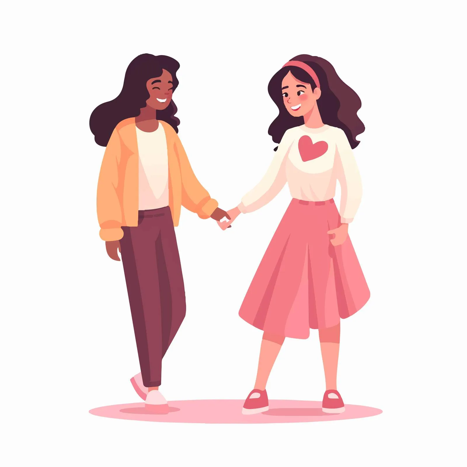 Smiling Women Holding Hands Vector Artwork — free download from Dotvec