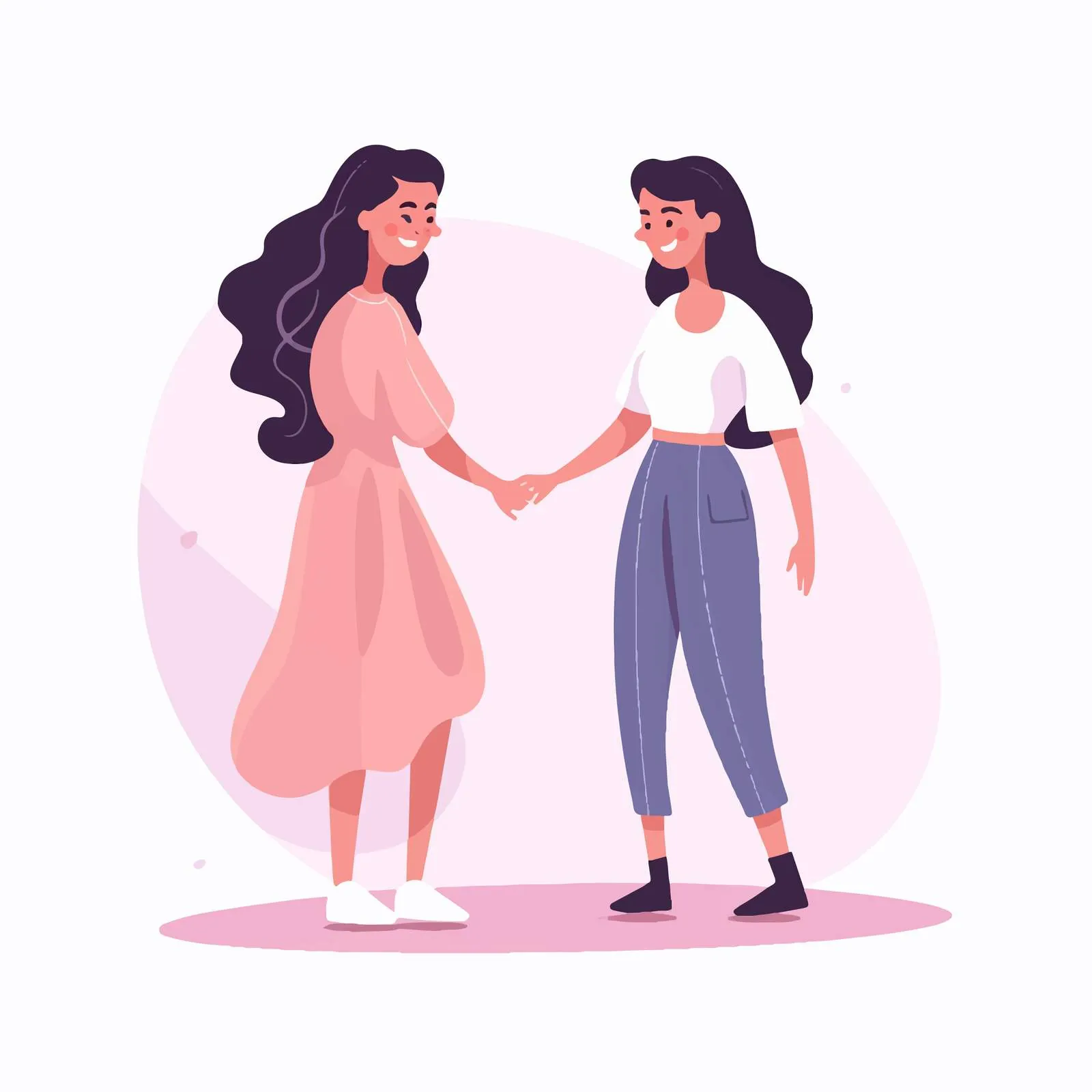Smiling Women Holding Hands in Love — free download from Dotvec