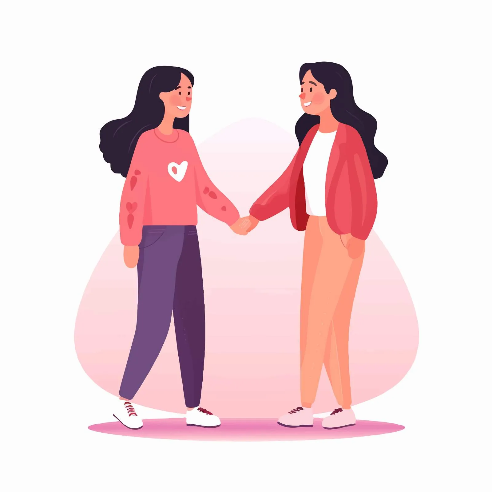 Smiling Women Holding Hands in Love — free download from Dotvec