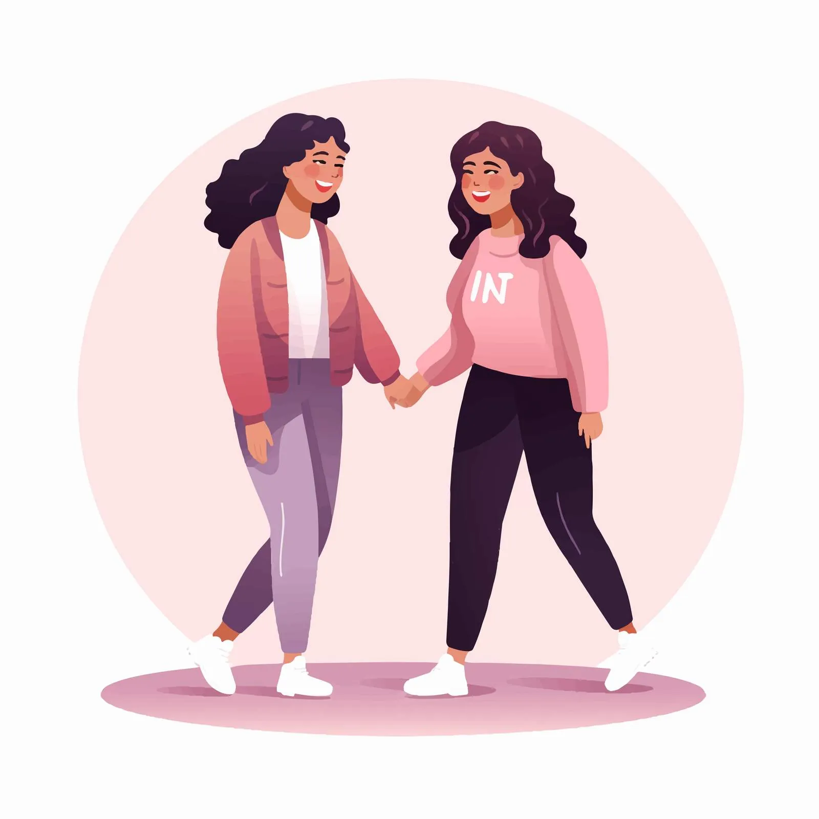 Smiling Women Holding Hands Vector Illustration — free download from Dotvec