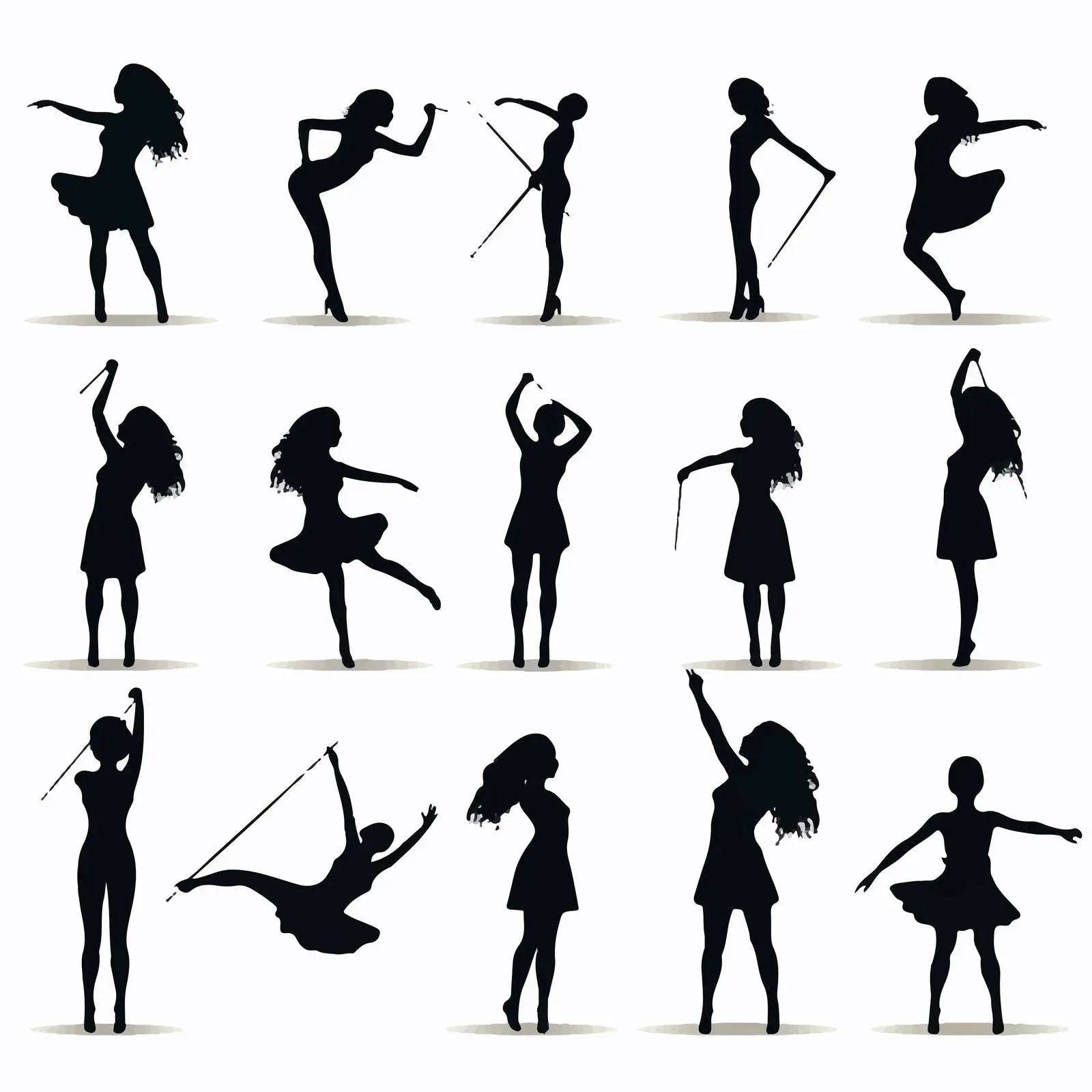 Gymnastics Silhouettes in Various Poses — free download from Dotvec
