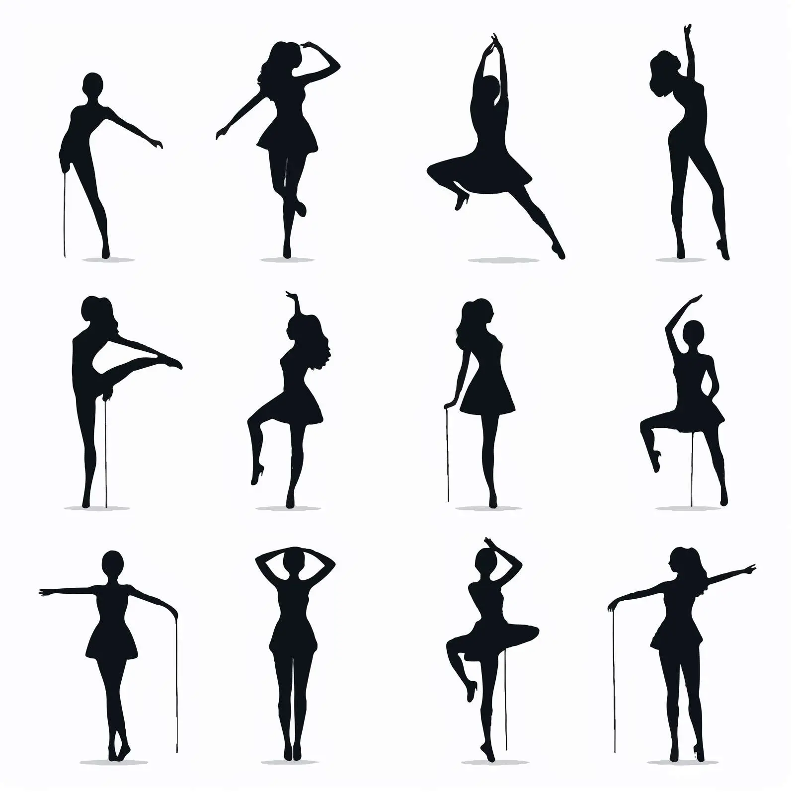 Gymnast Silhouettes Collection in Various Poses — free download from Dotvec