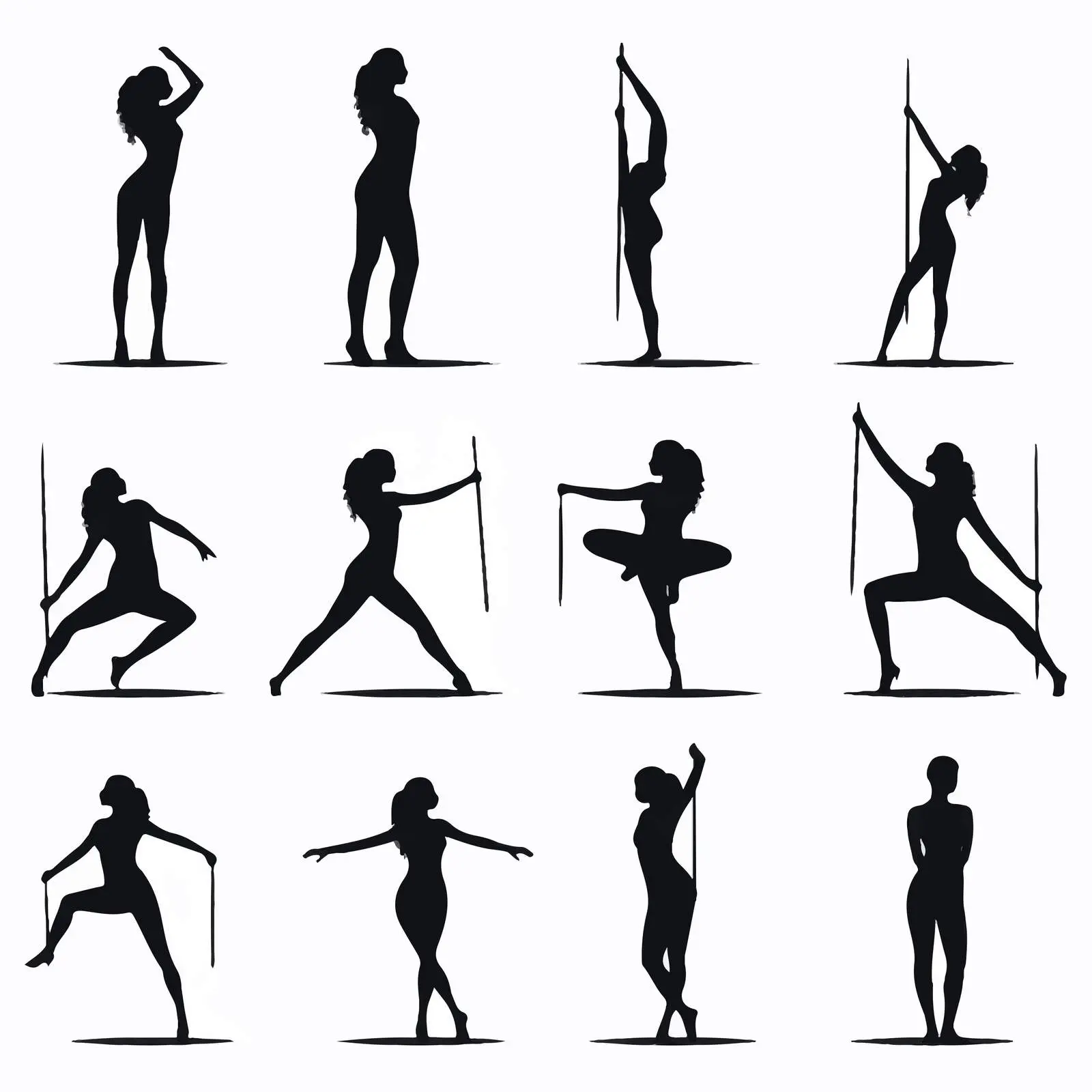 Gymnast Silhouettes in Various Poses – free physical activity image from Dotvec