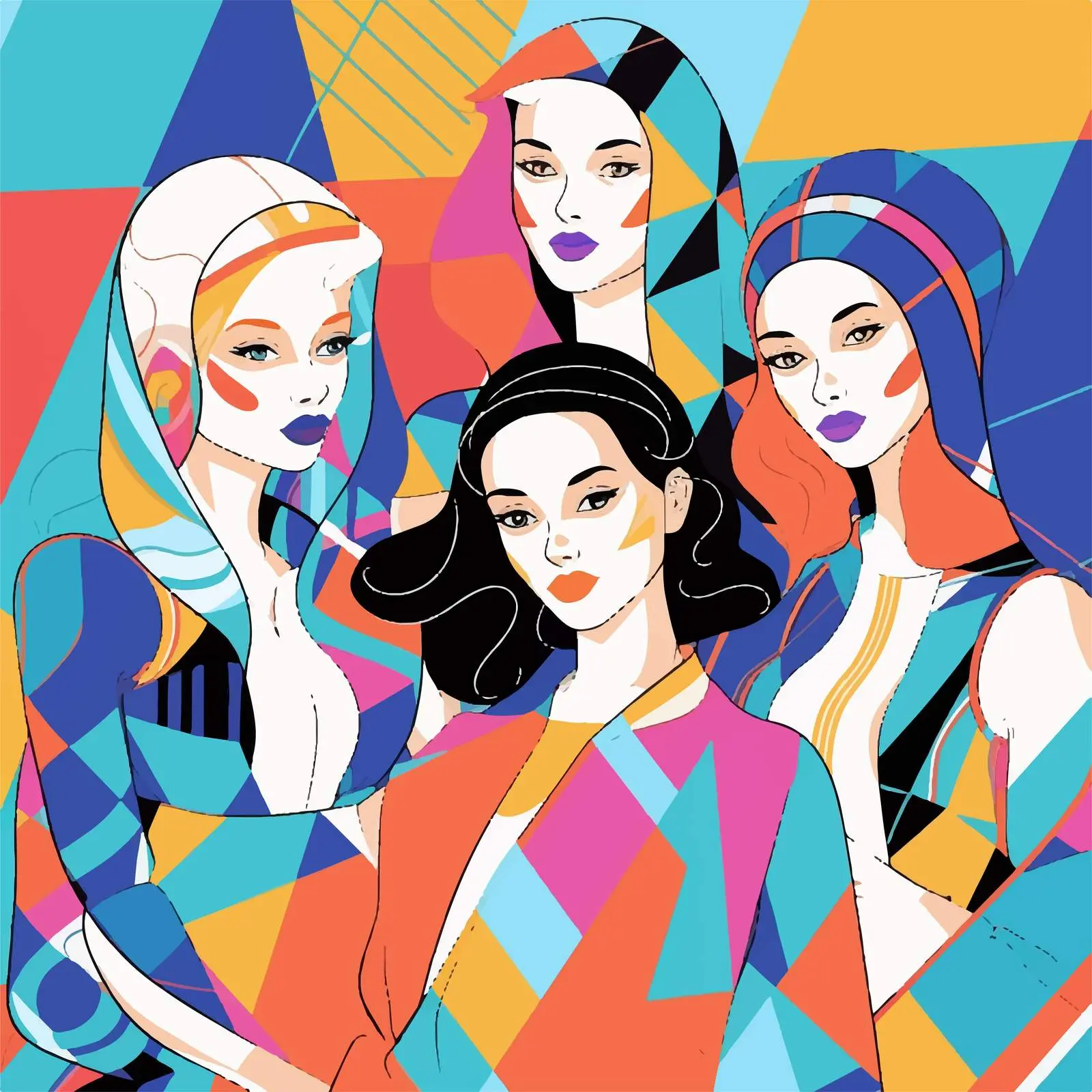 Smiling Girls from Diverse Nationalities in Vectors — free download from Dotvec