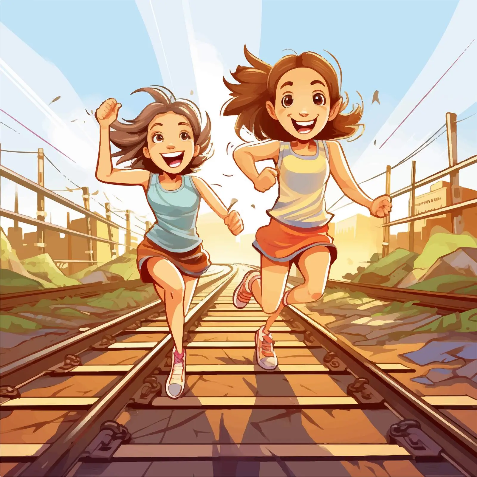 Girls Running on Track Illustration Vector — free download from Dotvec