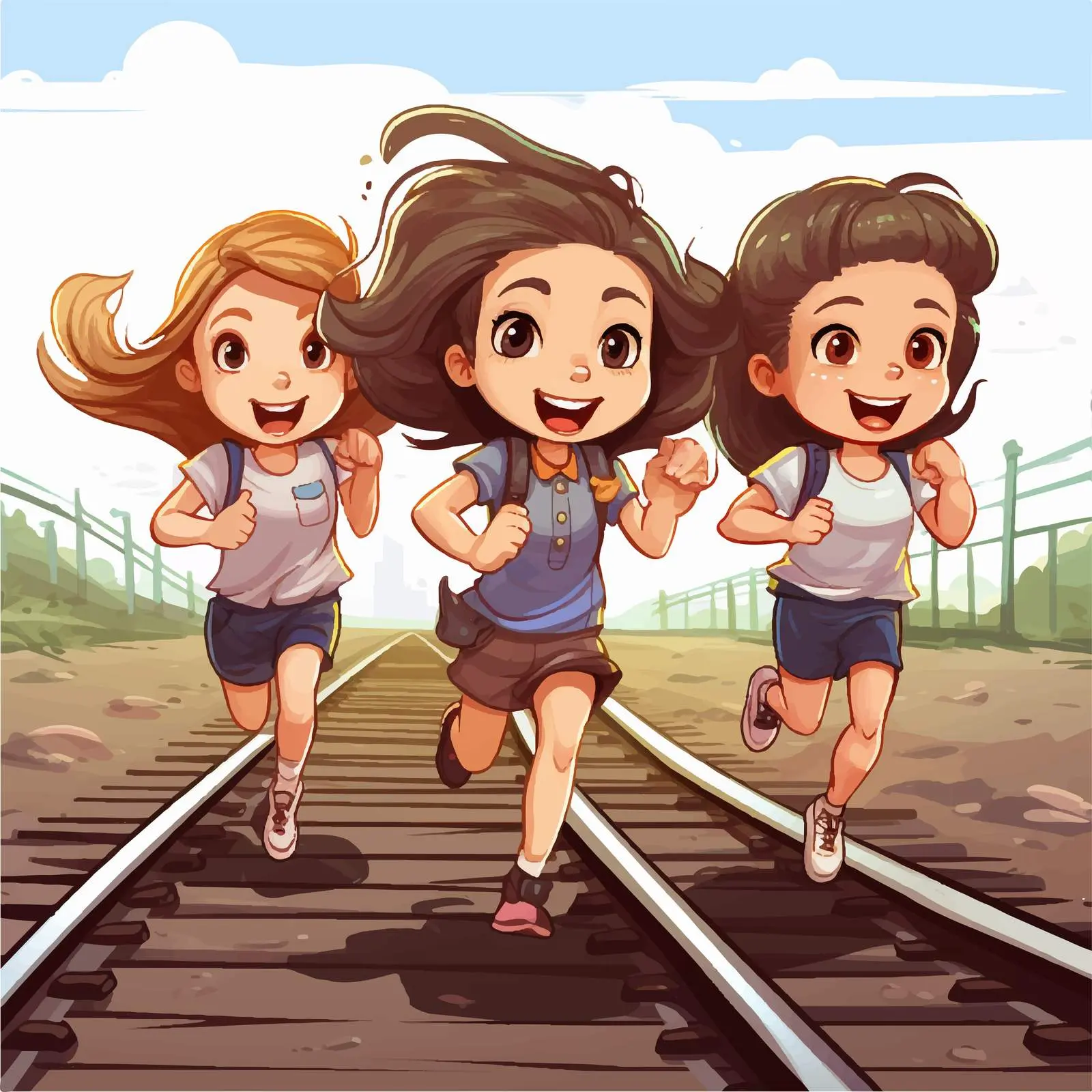 Girls Running on Track Vector Illustration — free download from Dotvec