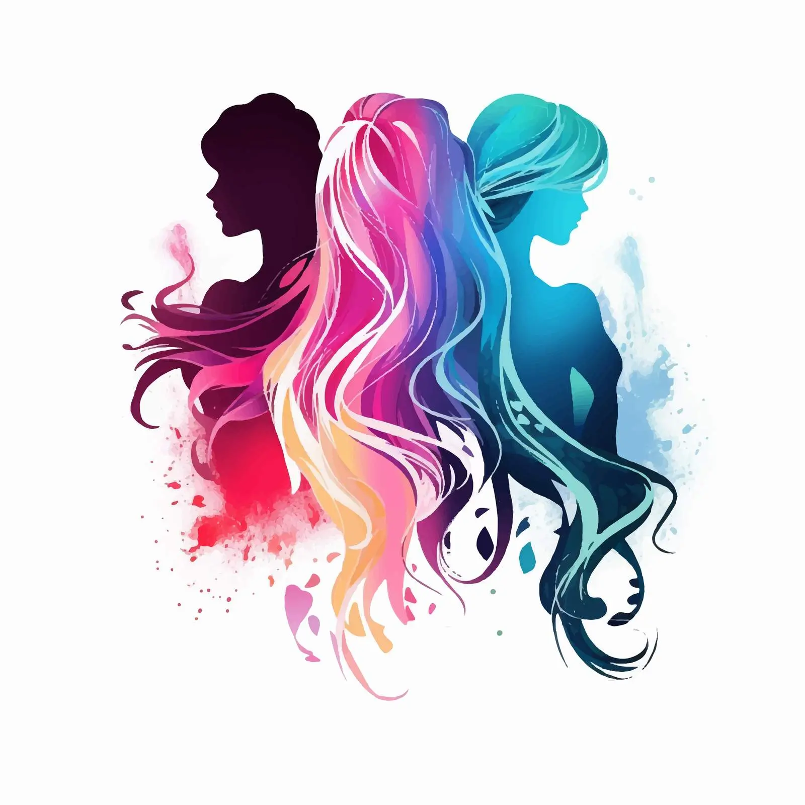 Elegant Girls Silhouette for Beauty Salon – free female silhouette image from Dotvec