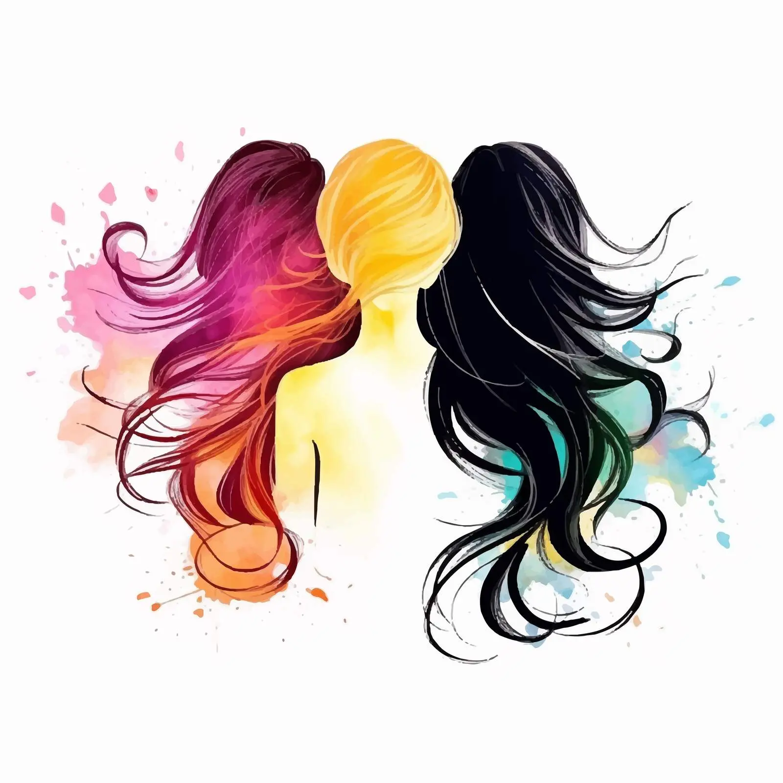 Elegant Girls Silhouette for Beauty Salon Decor – free stylized portrait image from Dotvec