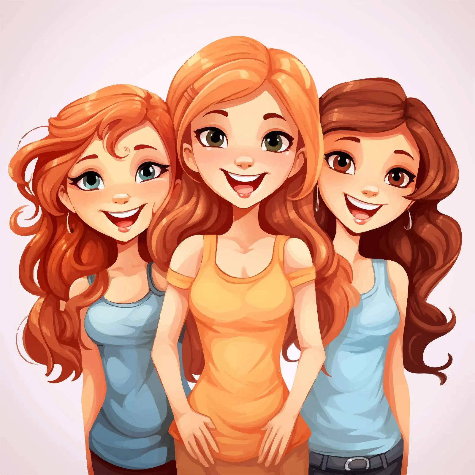 Cheerful Girls Vector Illustration with Big Smiles — free download from Dotvec