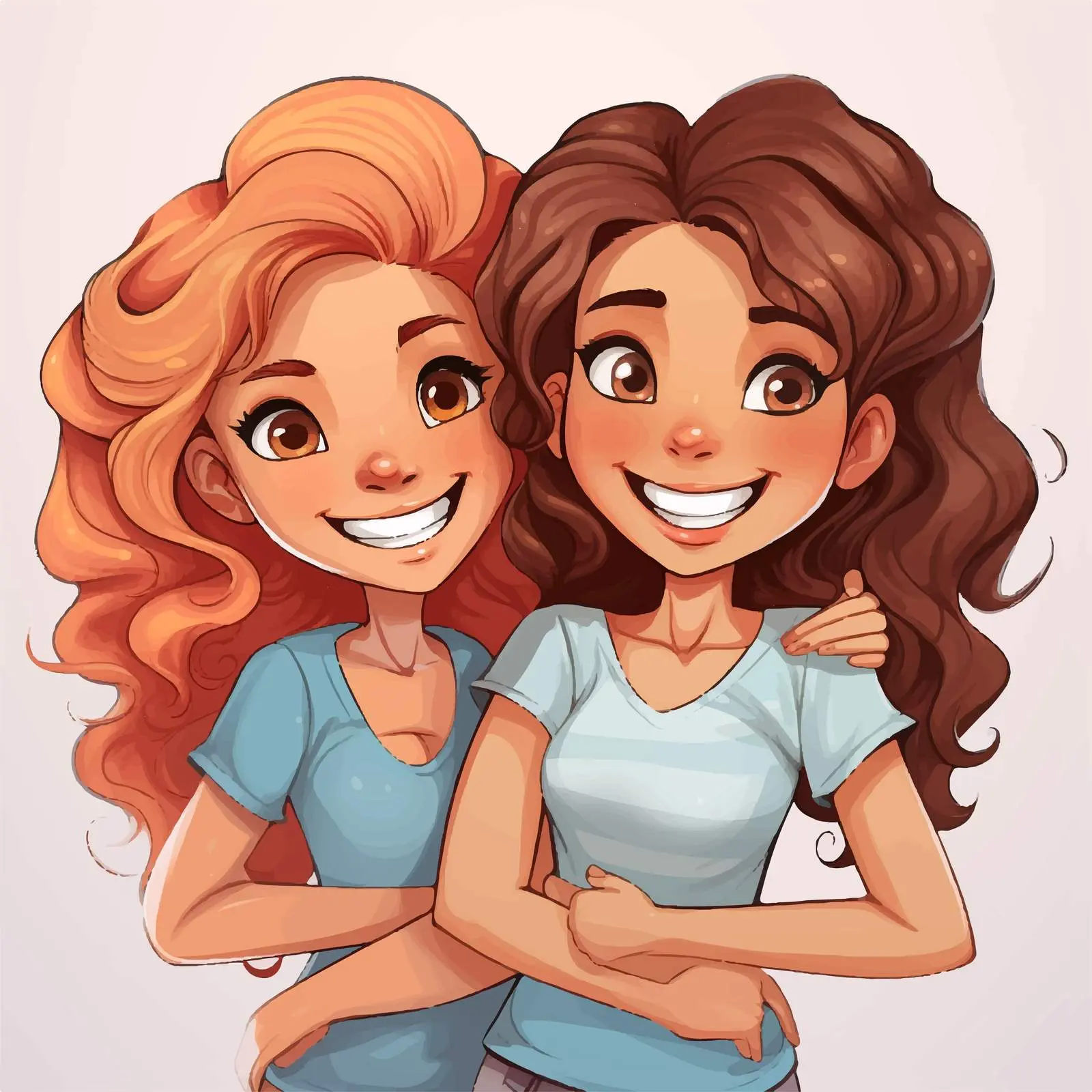 Cartoon Girls with Big Smiles Vector Illustration – free whimsical characters image from Dotvec