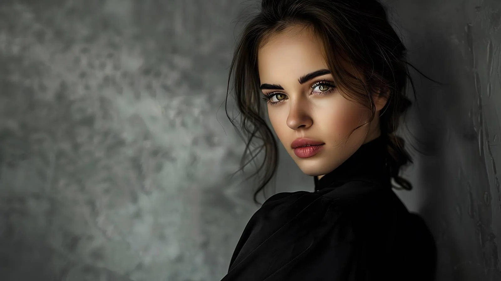 Elegant Portrait of Youthful Lady on Gray — free download from Dotvec