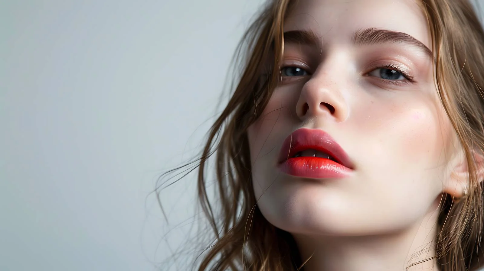 Elegant Young Woman Posing on Gray Background — free download from Dotvec