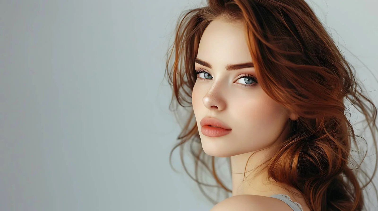 Elegant Young Lady Against Gray Backdrop — free download from Dotvec