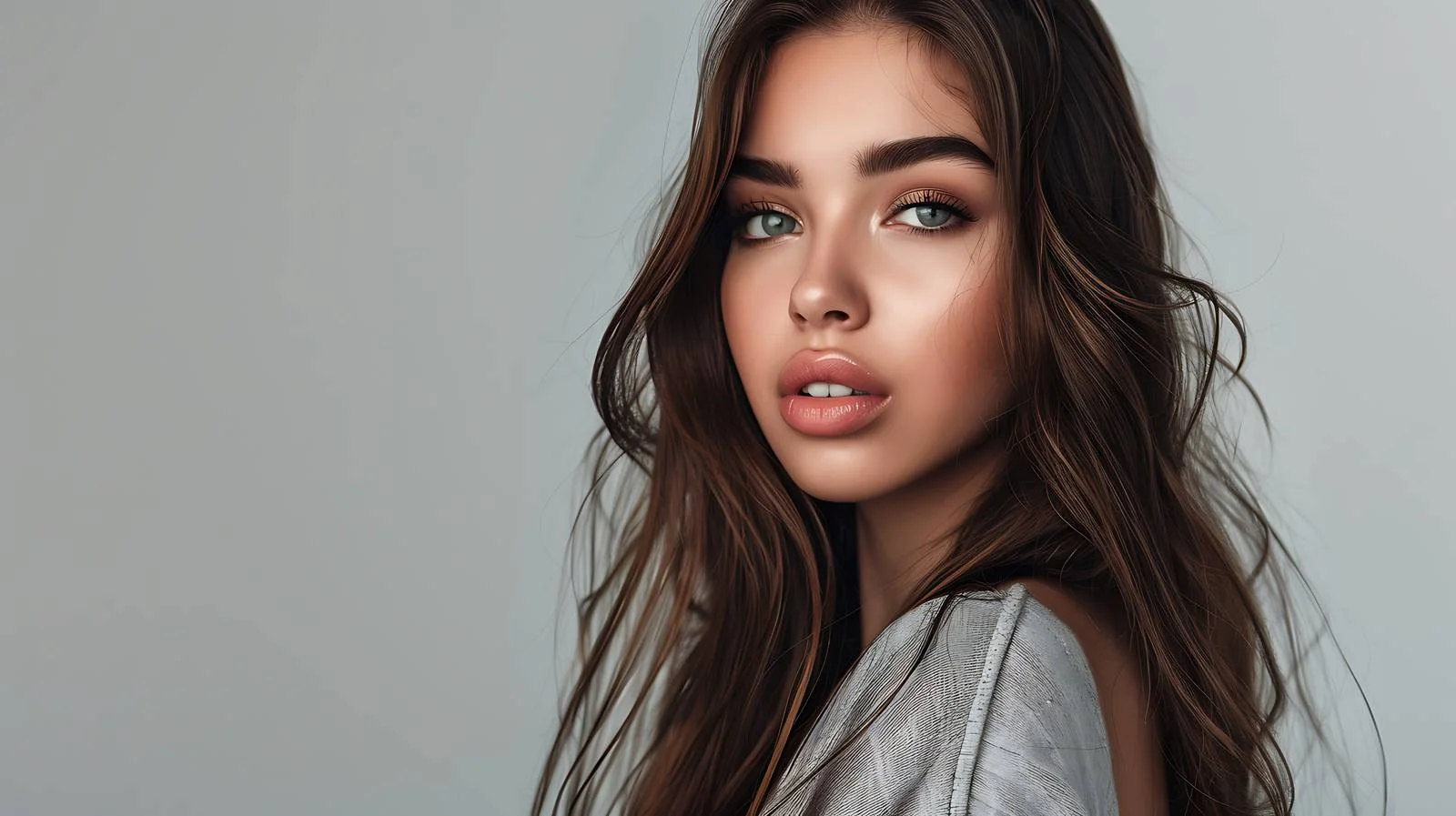 Elegant Young Lady on Gray Background — free download from Dotvec