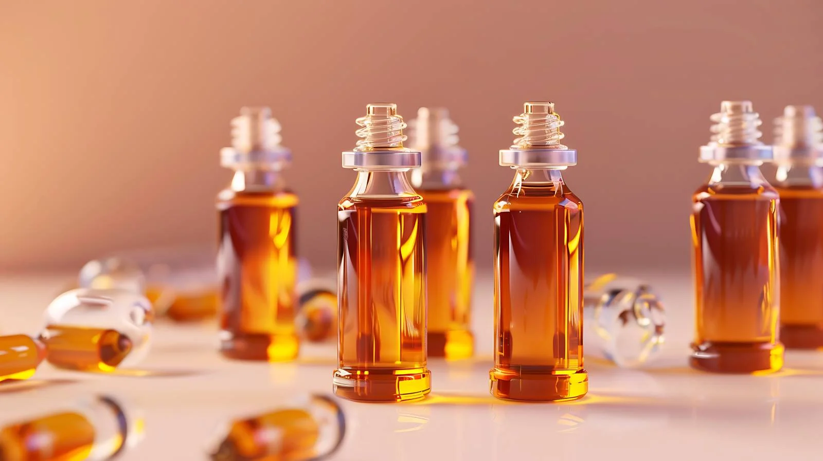Glass Ampules on Brown Background — free download from Dotvec
