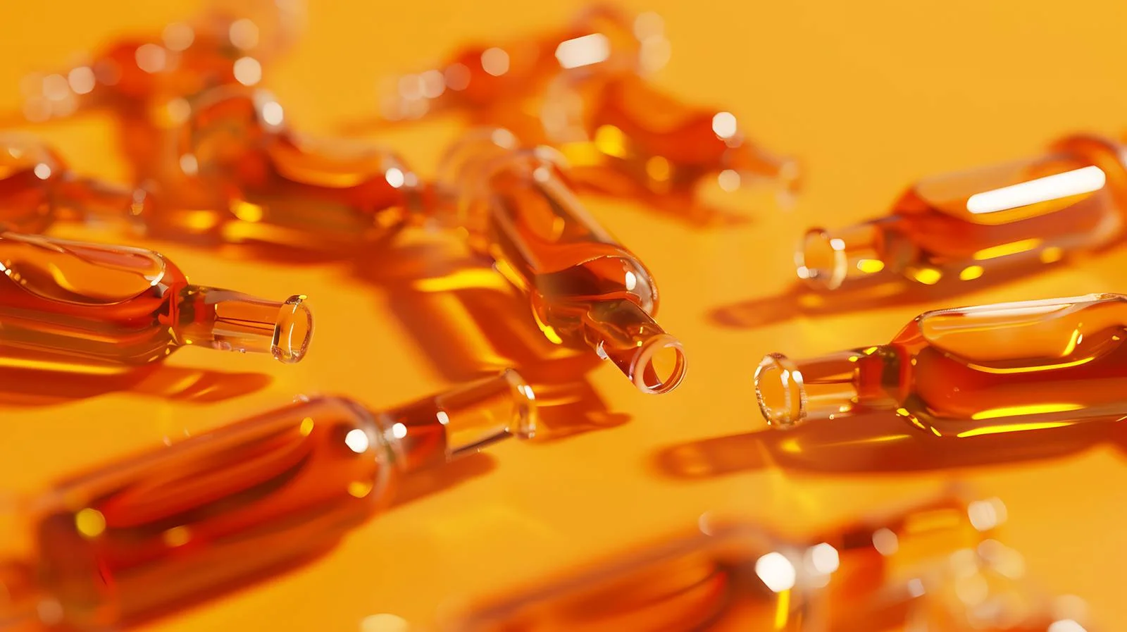 Medical Glass Ampules on Orange Background — free download from Dotvec