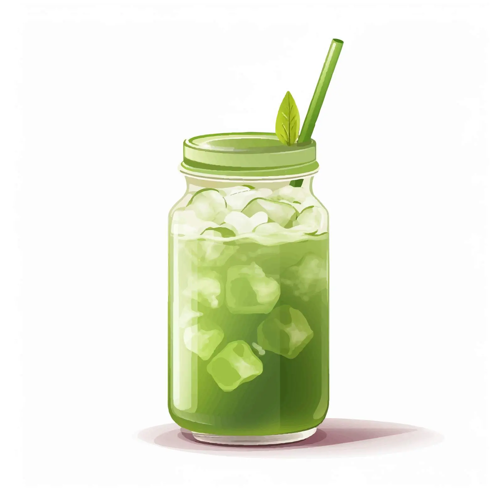 Refreshing Cold Green Matcha Drink in Glass Bottle — free download from Dotvec