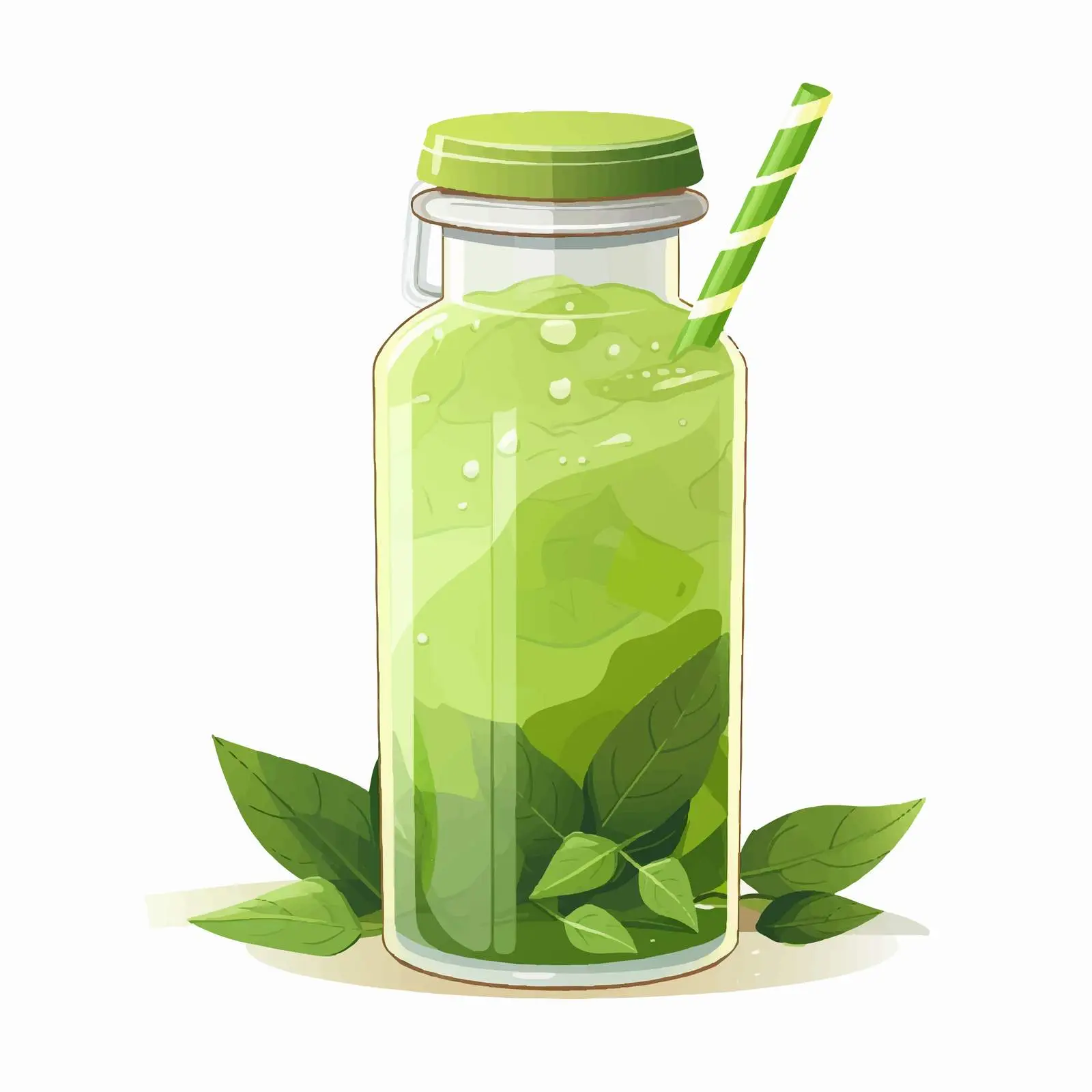 Refreshing Cold Green Matcha Drink in Glass Bottle – free matcha image from Dotvec