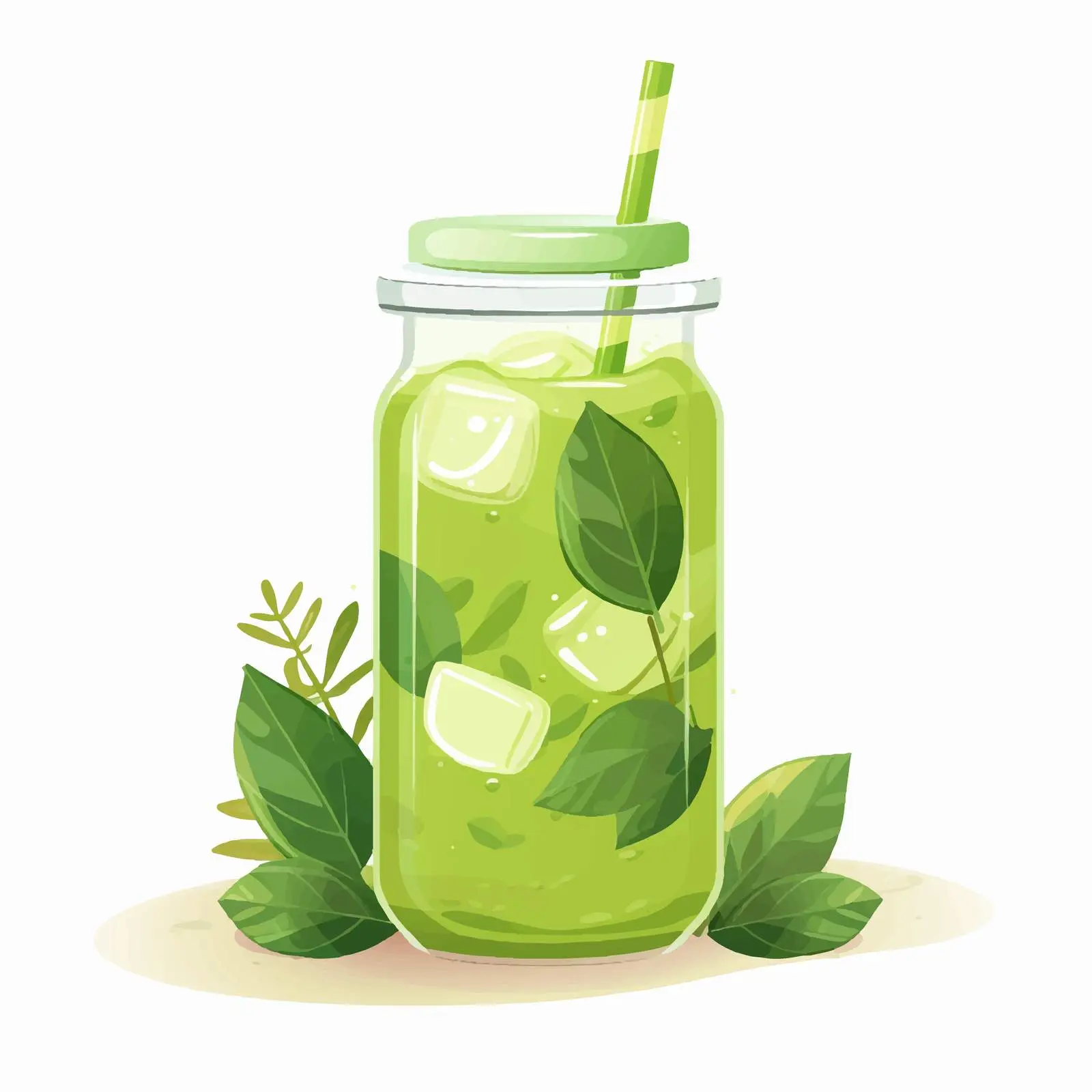 Refreshing Cold Green Matcha Drink in Glass Bottle — free download from Dotvec