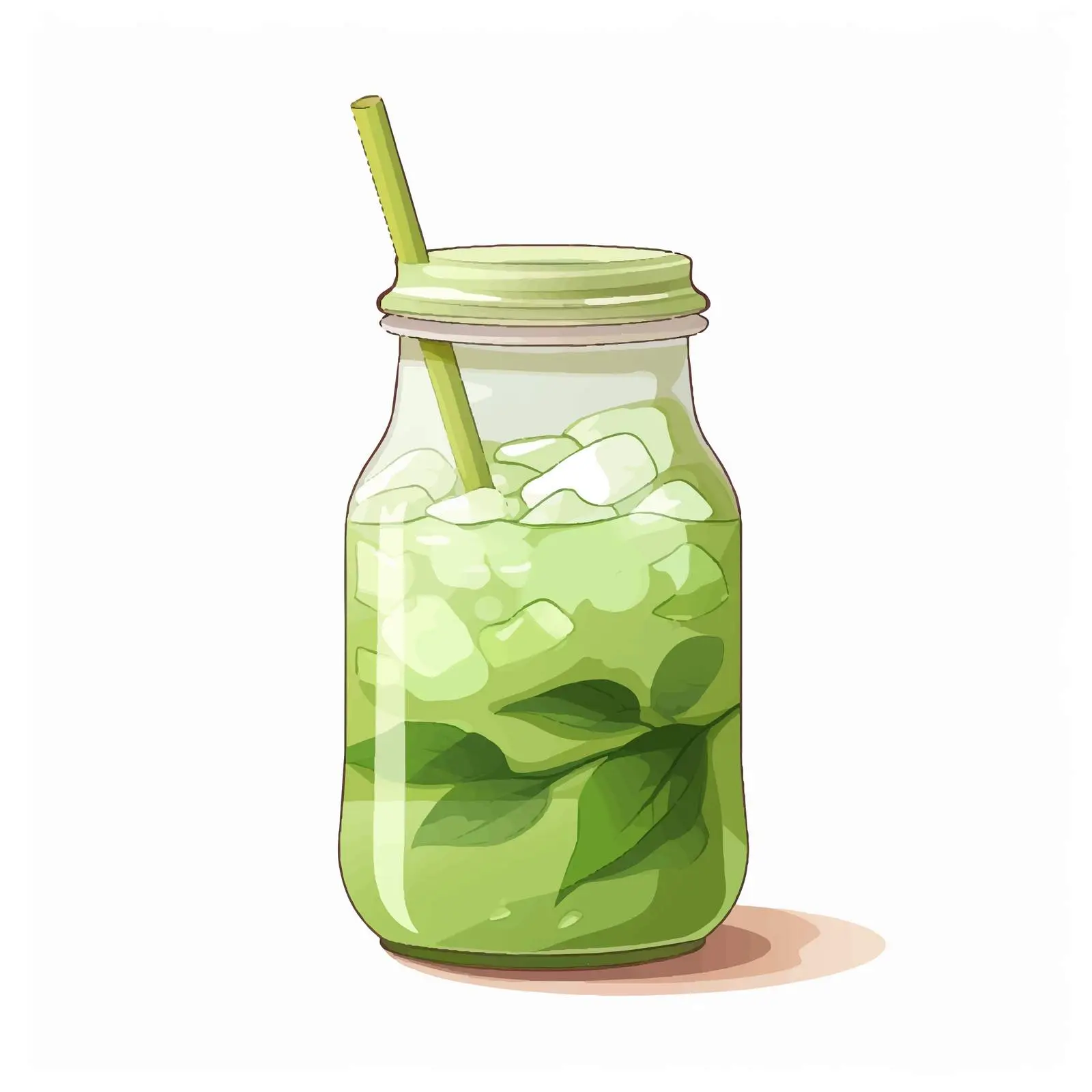 Refreshing Cold Green Matcha Drink in Glass Bottle – free matcha image from Dotvec