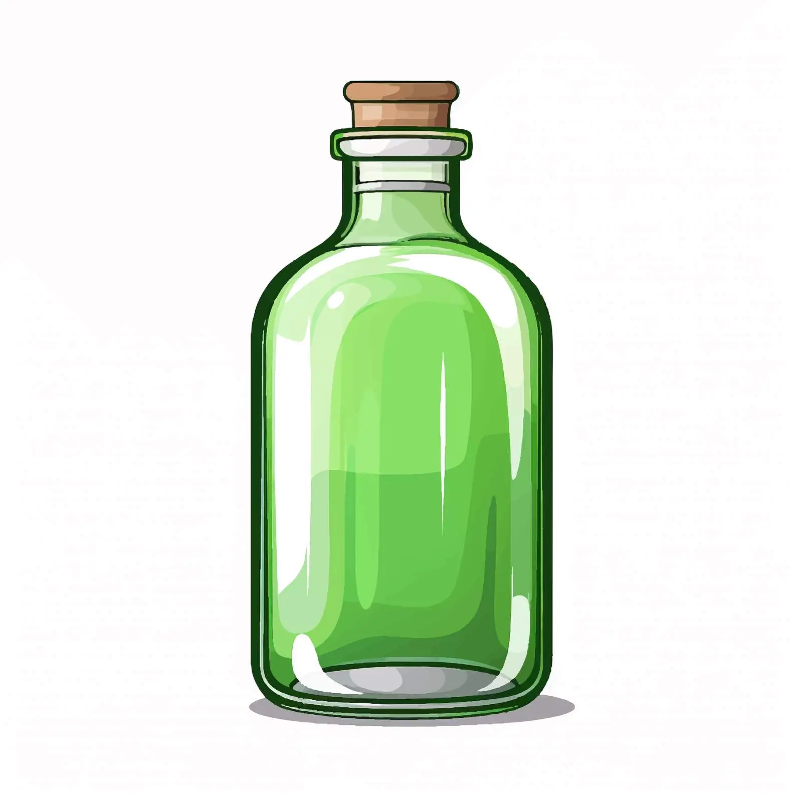 Cartoon Glass Bottle on White Background Vector – free bottle clipart image from Dotvec