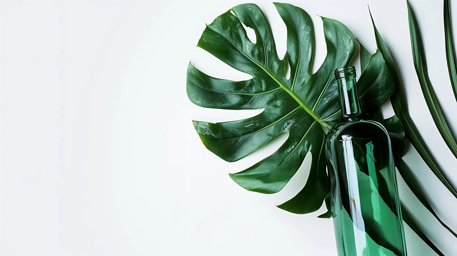 Tropical Palm Leaf Glass Bottle — free download from Dotvec