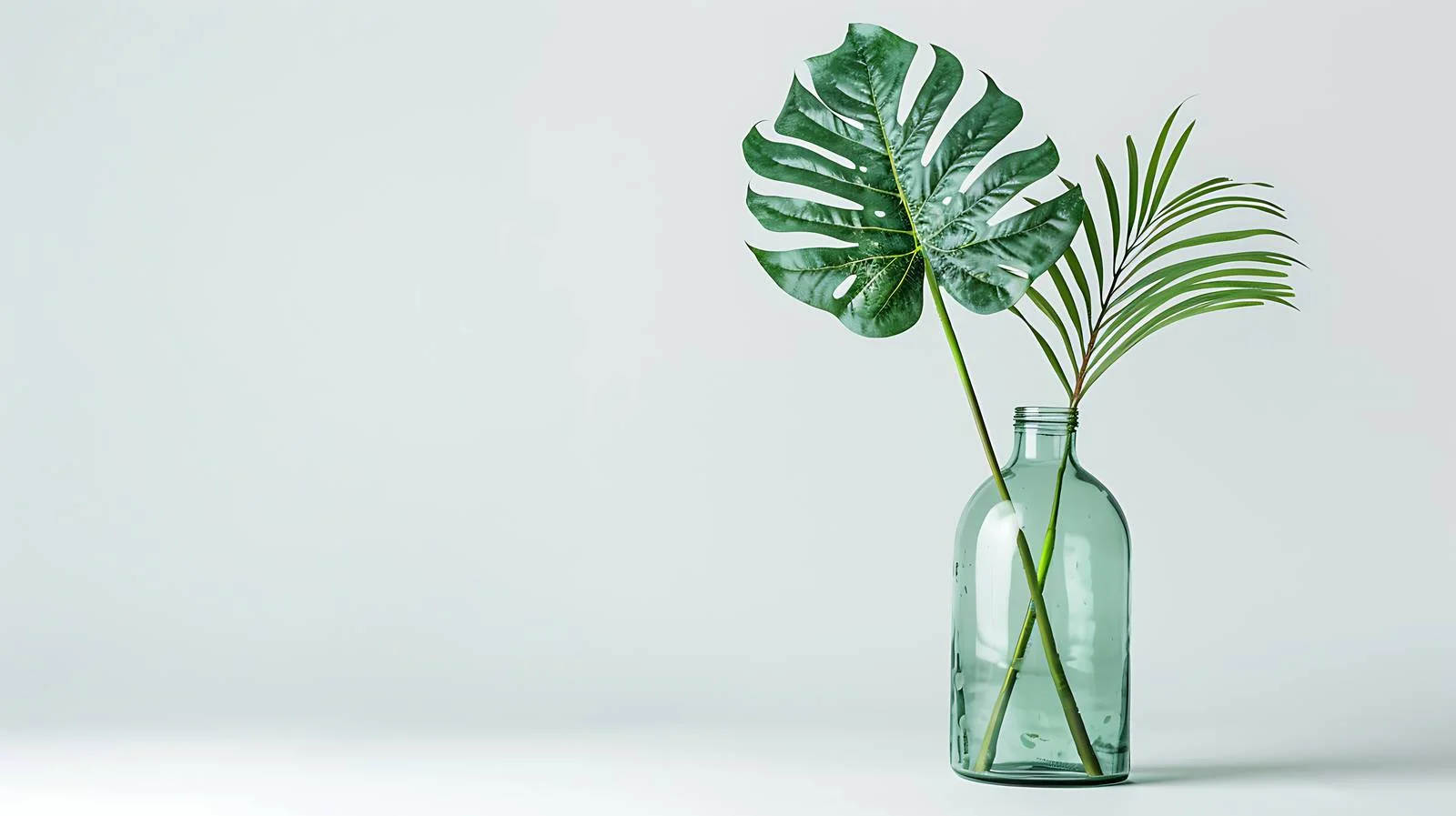 Tropical Green Monstera Glass Bottle — free download from Dotvec