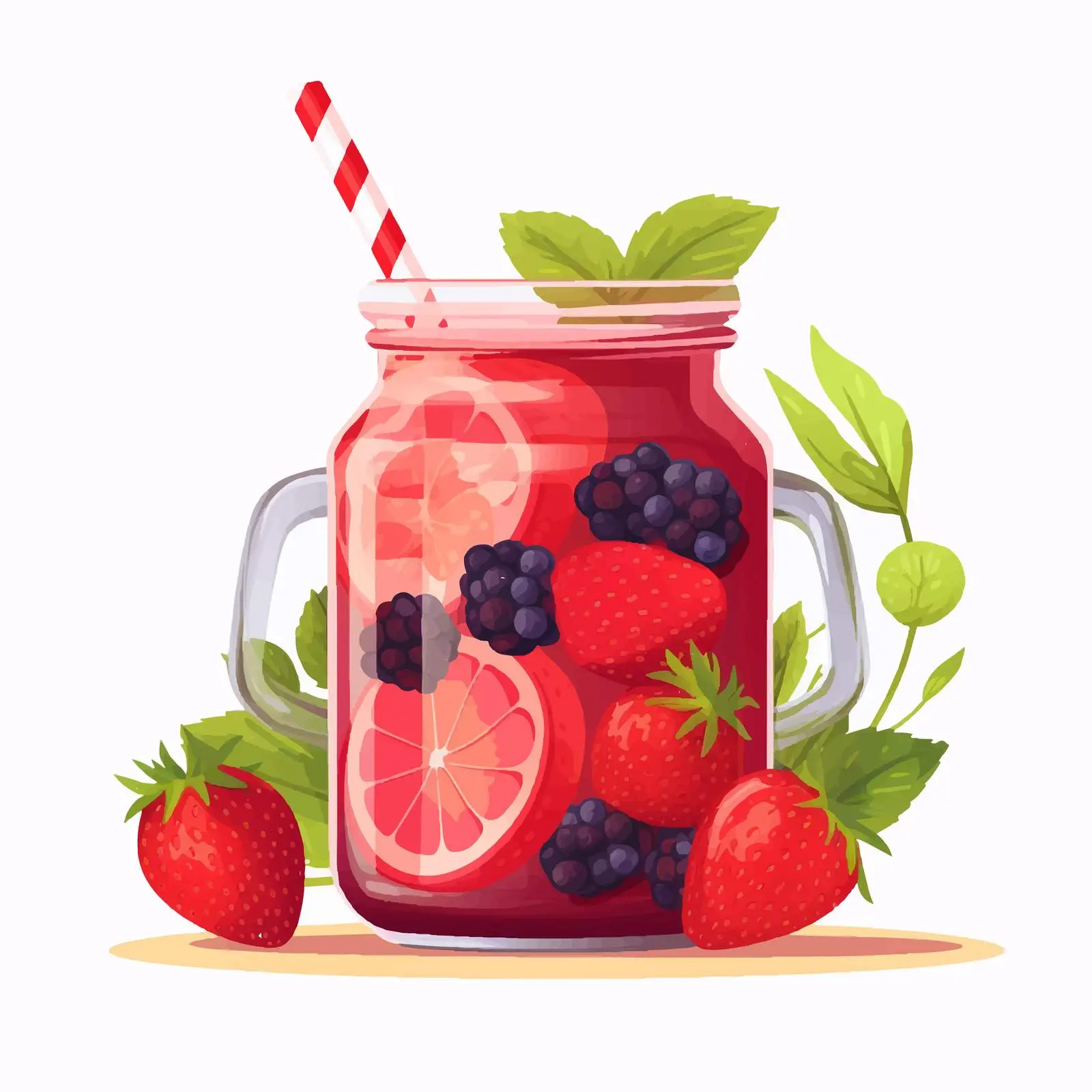 Refreshing Strawberry Berry Smoothie in Glass Jar — free download from Dotvec