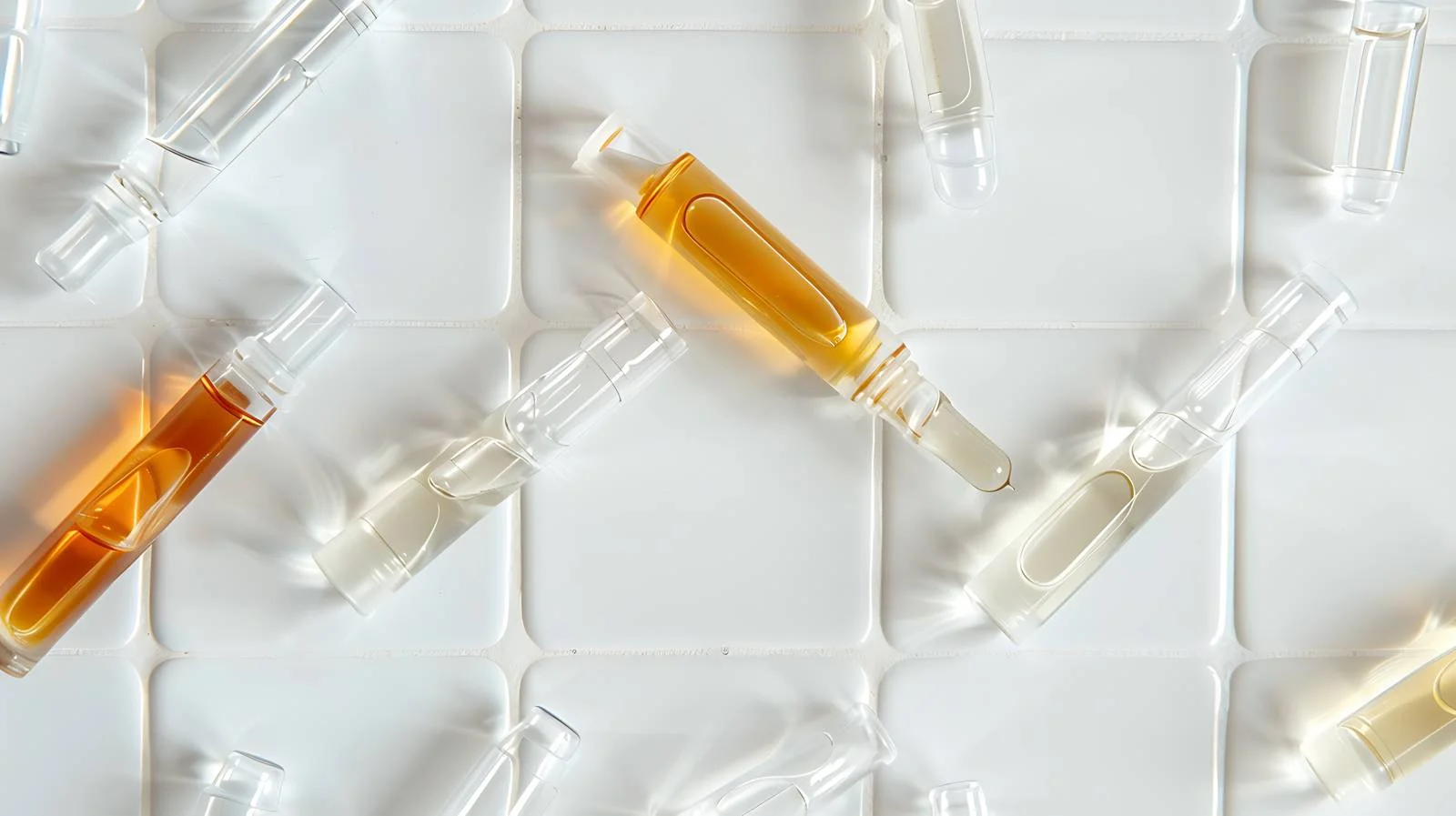Medical Ampules on White Tile Background — free download from Dotvec