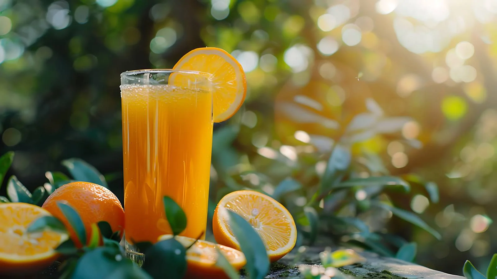 Orange Juice on Nature Background — free download from Dotvec