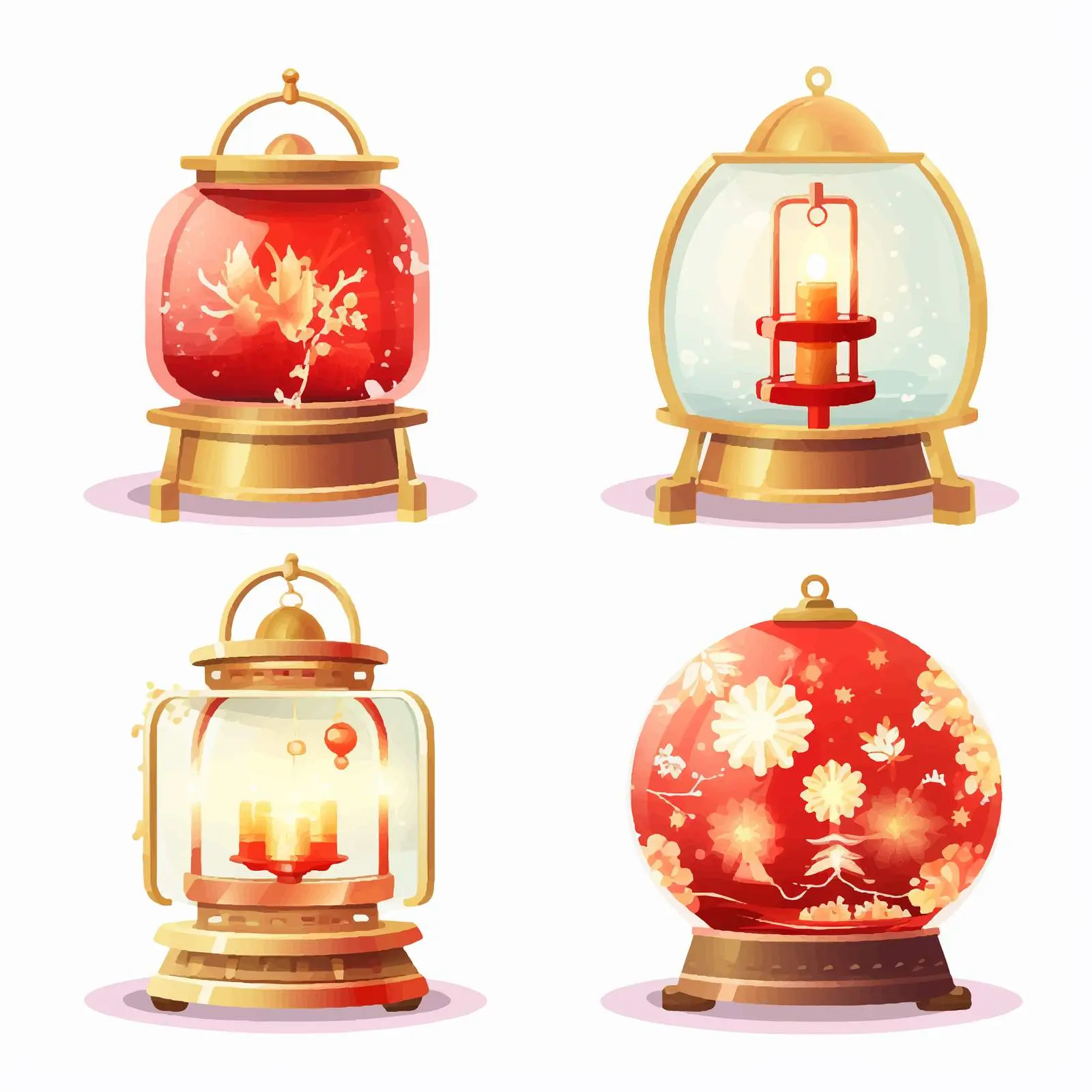Glass Snow Globe with Lantern and Sparkler Decorations — free download from Dotvec