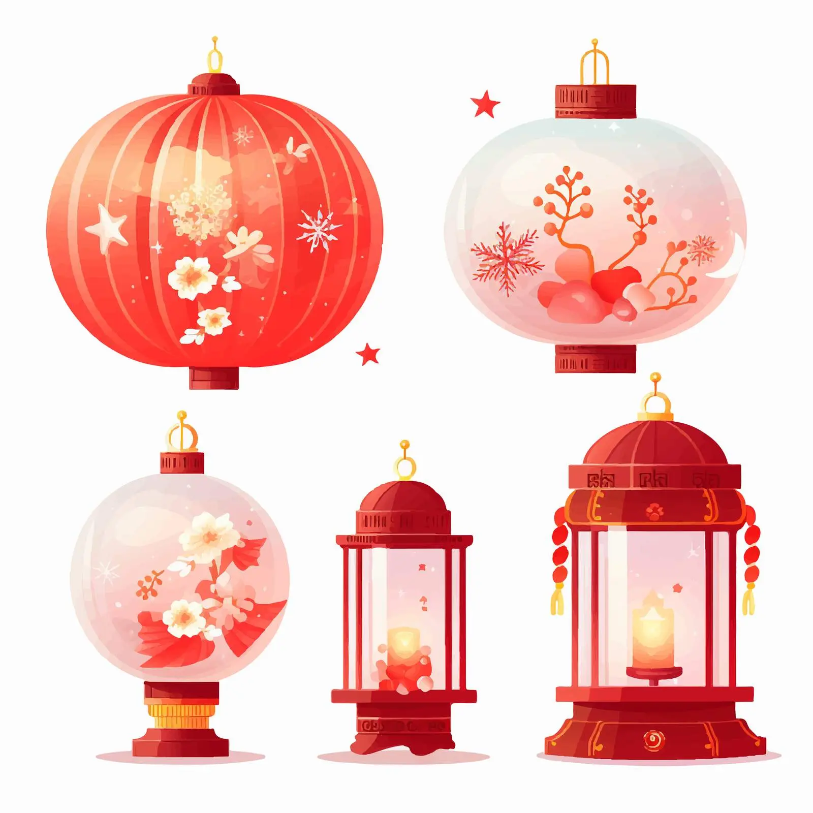 Glass Snow Globe and Lantern Decoration Elements — free download from Dotvec