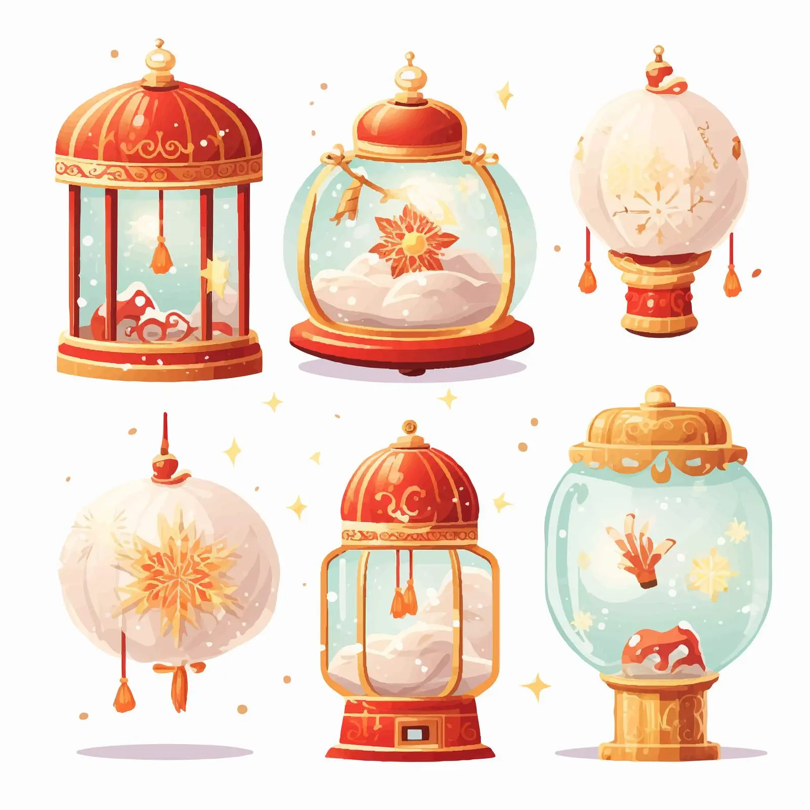 Glass Snow Globe with Lantern and Sparkler Decorations — free download from Dotvec